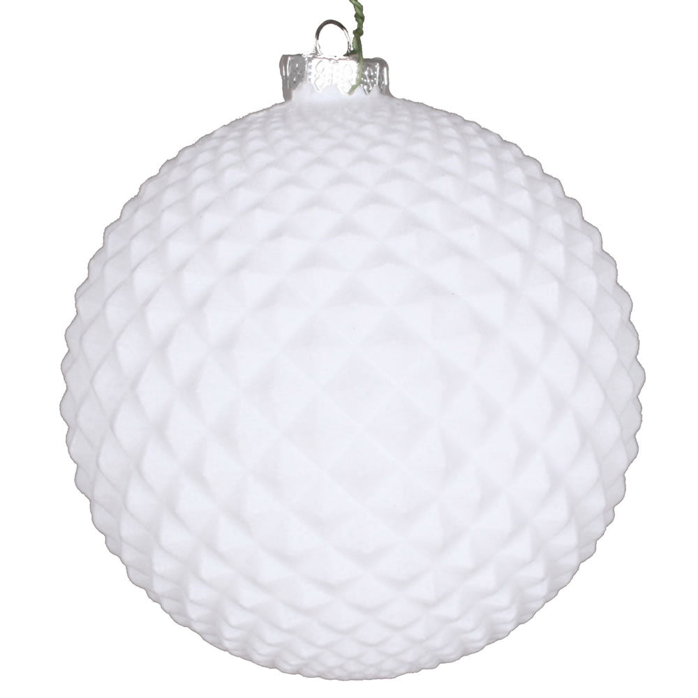 Vickerman 5” White Flocked Durian Ornament 2/Bag - MT197111D