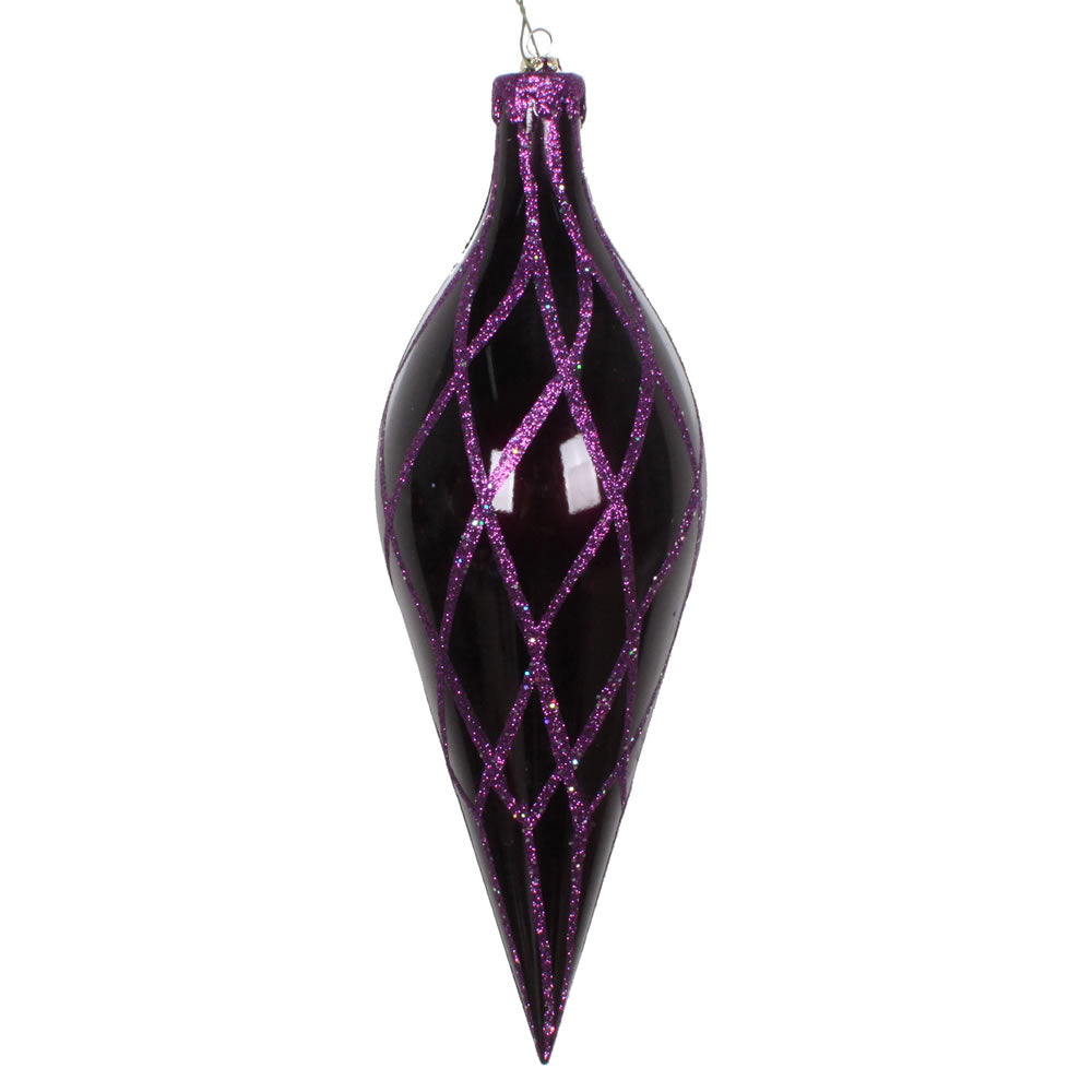 Vickerman 12” Plum Glitter Net Finial - MT198526D