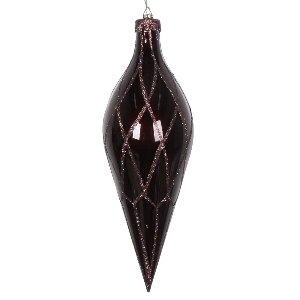 Vickerman 12” Chocolate Glitter Net Finial - MT198575D