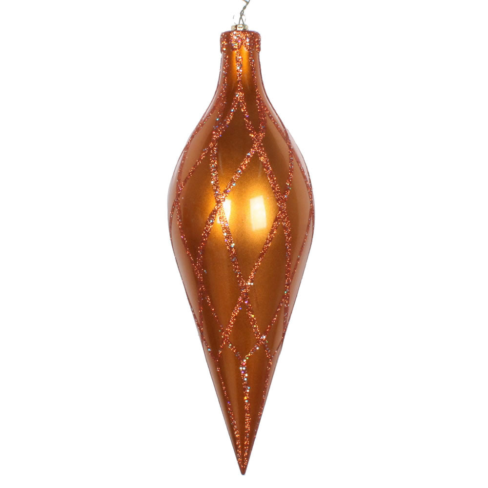 Vickerman 12” Copper Glitter Net Finial - MT198588D