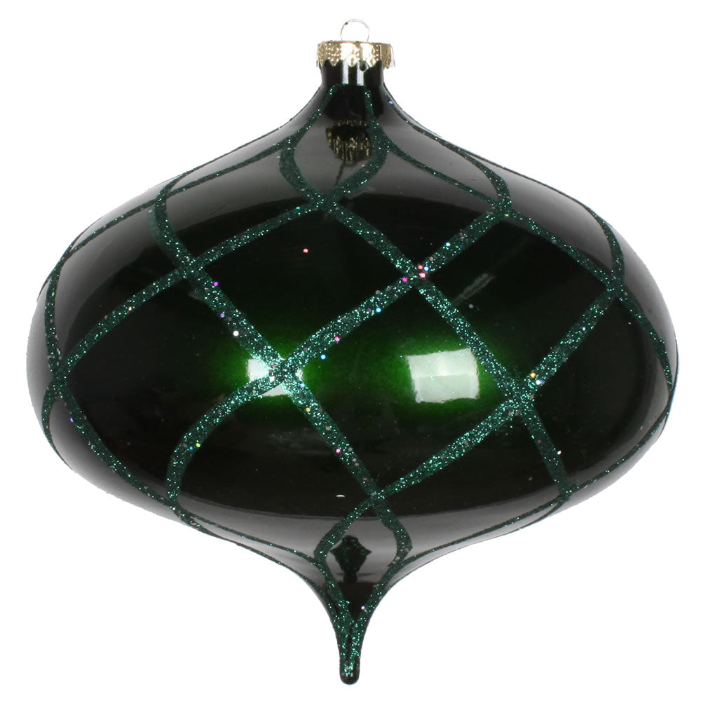Vickerman 8” Emerald Candy Glitter Net Onion Orn - MT198624D
