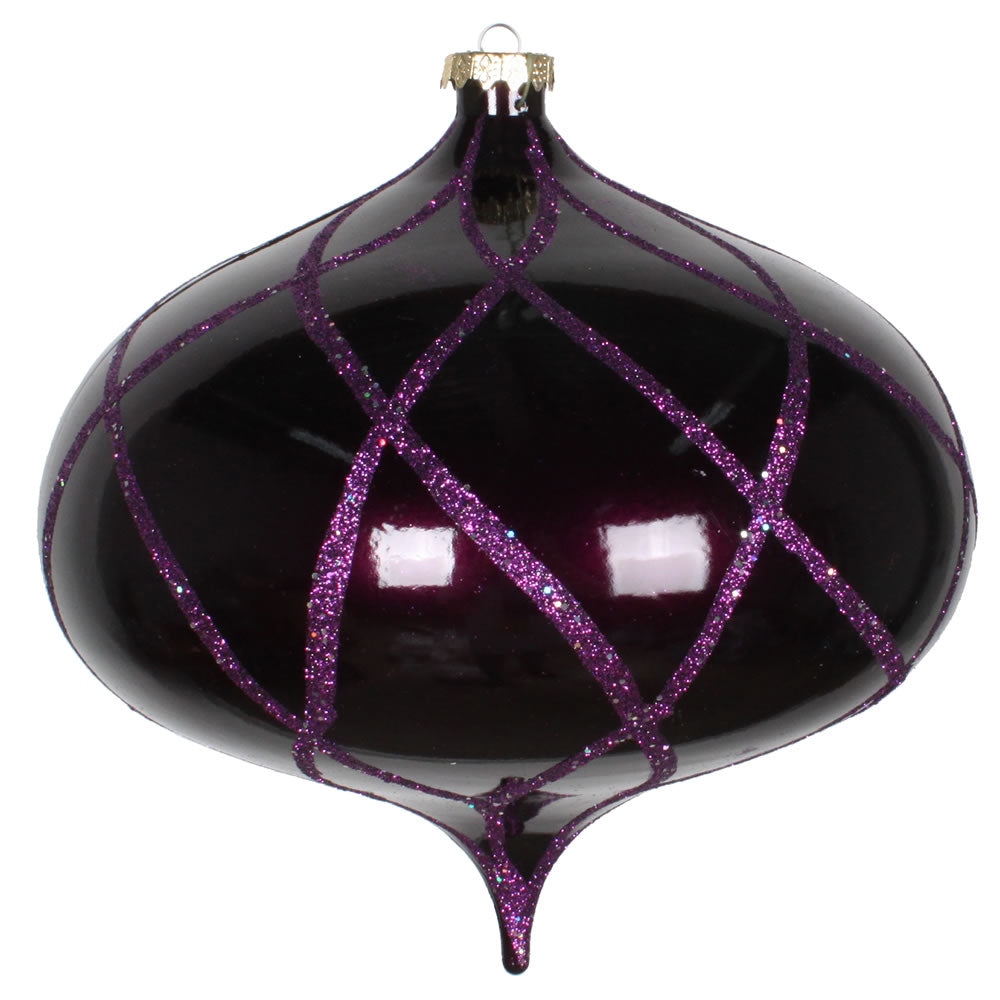 Vickerman 8” Plum Candy Glitter Net Onion Orn - MT198626D