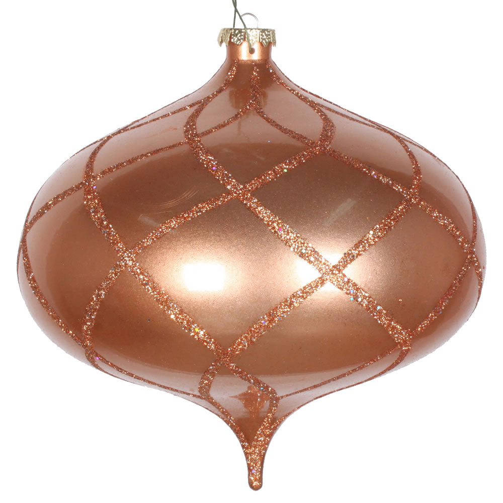 Vickerman 8” Rose Gold Candy Glitter Net Onion Orn - MT198658D