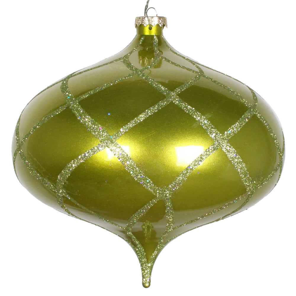 Vickerman 8” Lime Candy Glitter Net Onion Orn - MT198673D