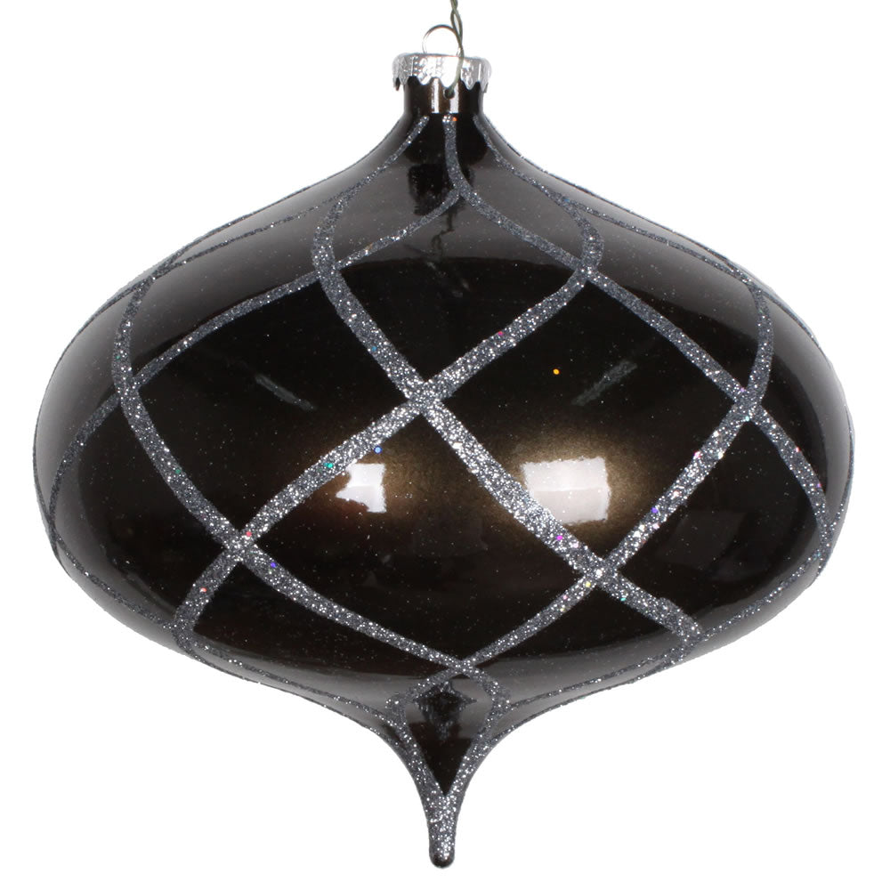 Vickerman 8” Pewter Candy Glitter Net Onion Orn - MT198687D