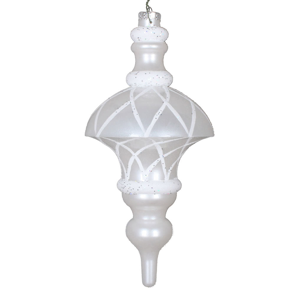 Vickerman 10” White Candy Glitter Net Top Orn - MT198711D