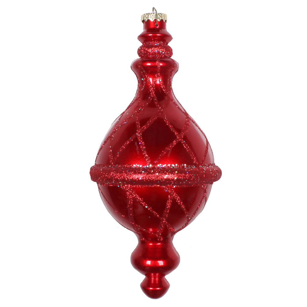 Vickerman 10” Red Candy Glitter Net Drop Orn - MT198803D