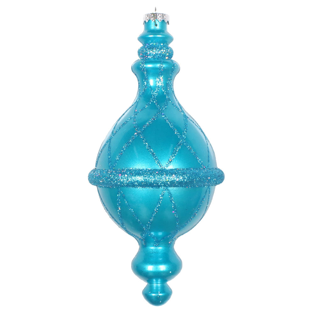 Vickerman 10” Turquoise Candy Glitter Net Drop Orn - MT198812D