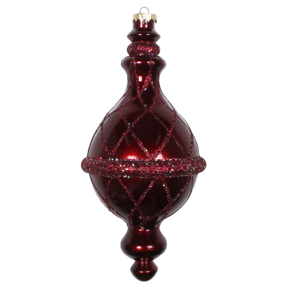 Vickerman 10” Burgundy Candy Glitter Net Drop Orn - MT198865D