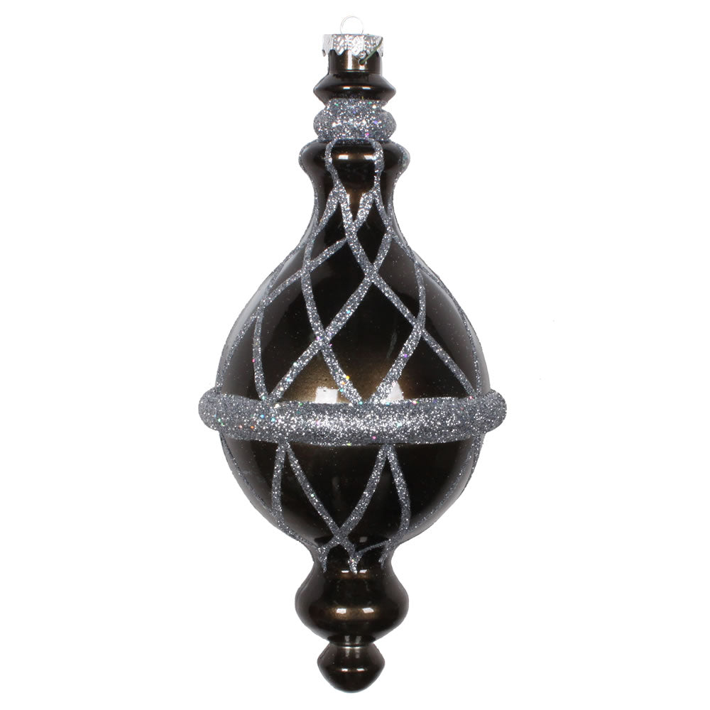 Vickerman 10” Pewter Candy Glitter Net Drop Orn - MT198887D