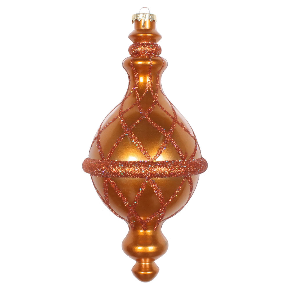 Vickerman 10” Copper Candy Glitter Net Drop Orn - MT198888D