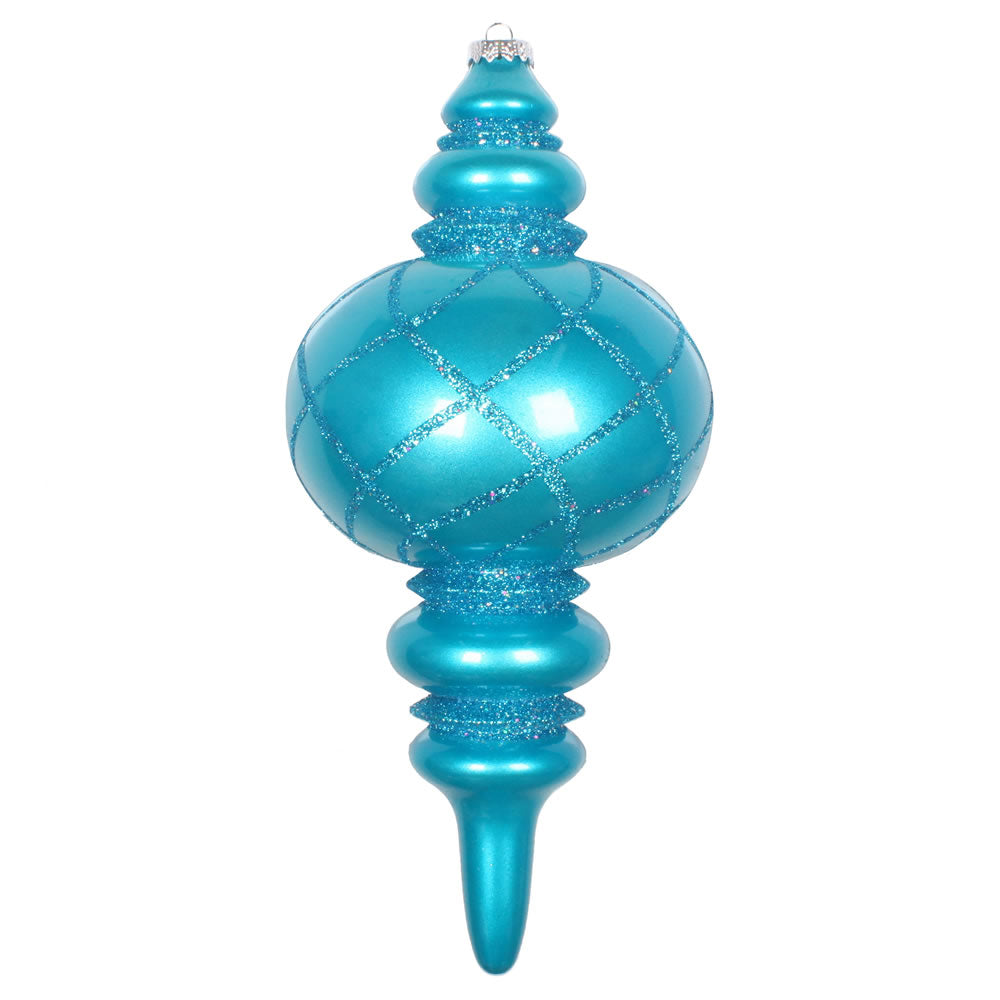 Vickerman 13” Turquoise Candy Glitt Net Finial Orn - MT198912D