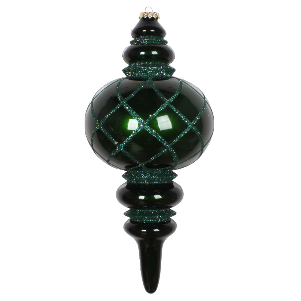 Vickerman 13” Emerald Candy Glitter Net Finial Orn - MT198924D