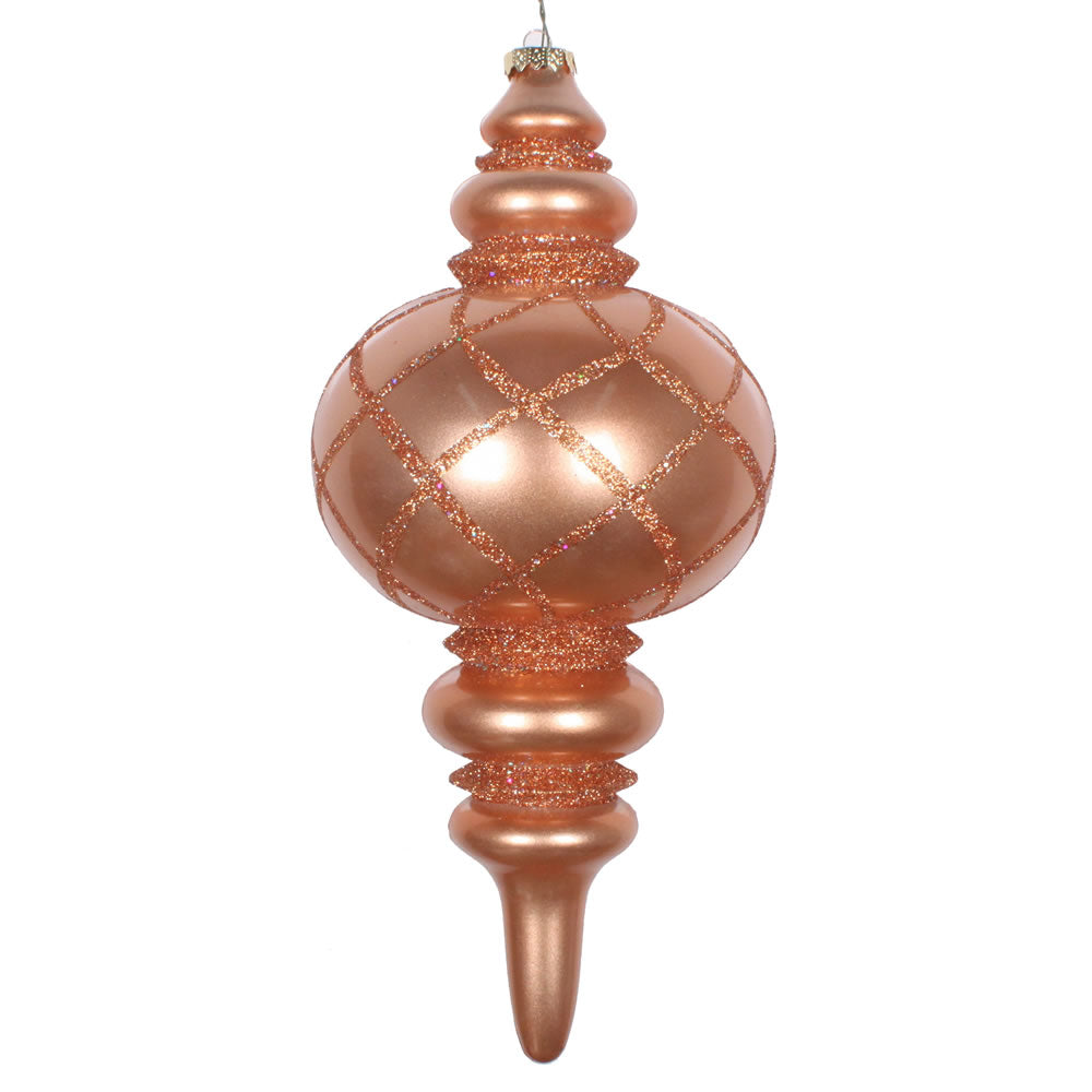 Vickerman 13” Rose Gold Candy Glitt Net Finial Orn - MT198958D