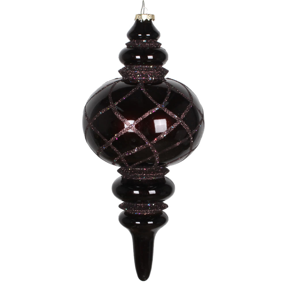 Vickerman 13” Chocolate Candy Glitt Net Finial Orn - MT198975D