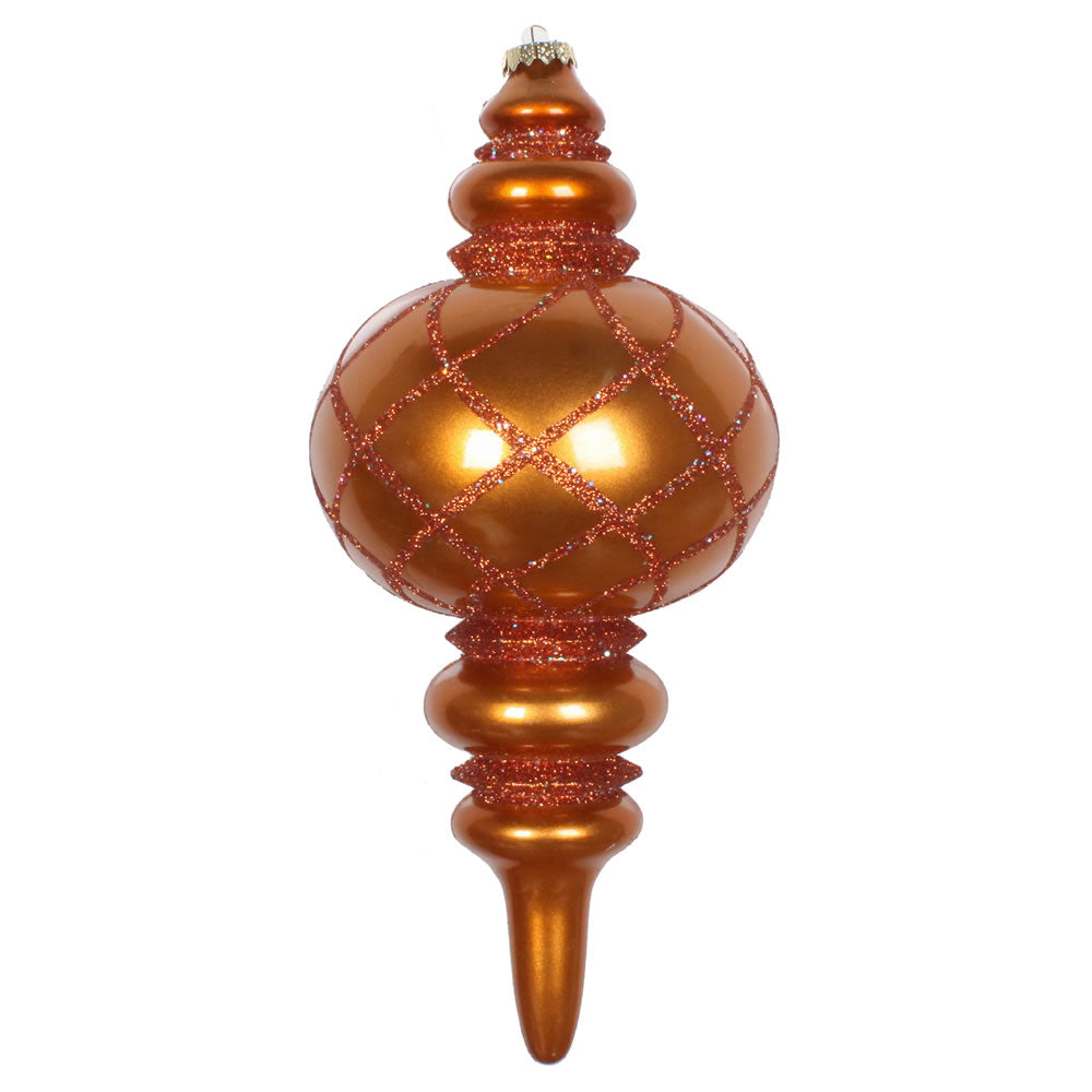 Vickerman 13” Copper Candy Glitter Net Finial Orn - MT198988D