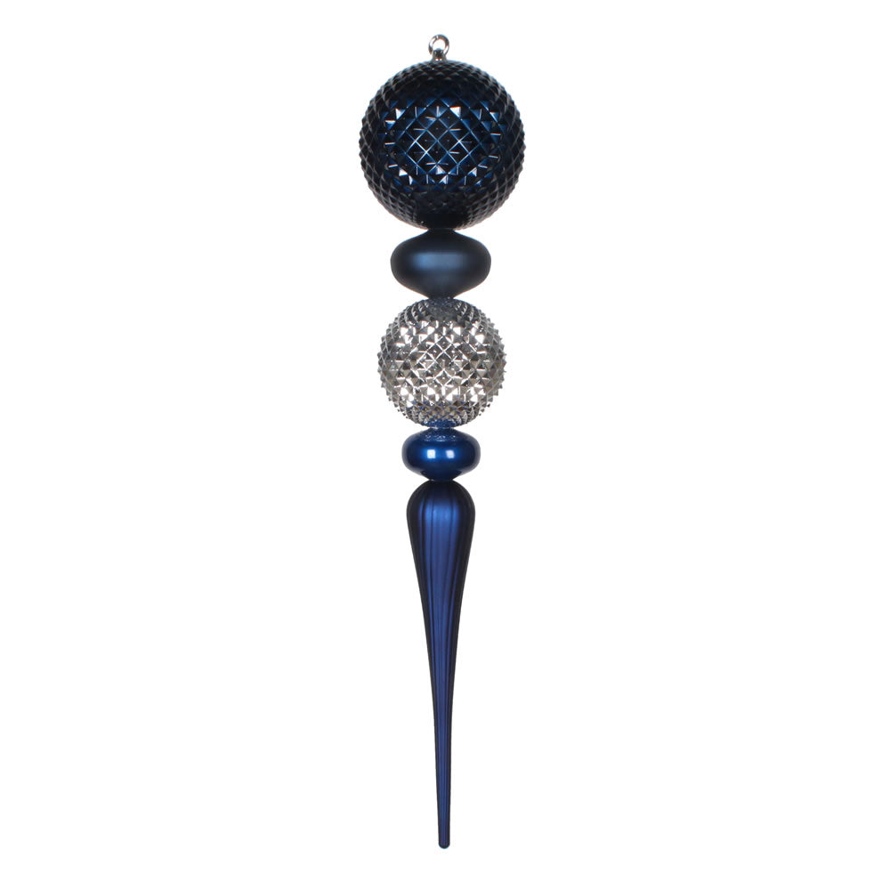 Vickerman 33” Midnt Blue Silver Durian Finial Orn - MT199141