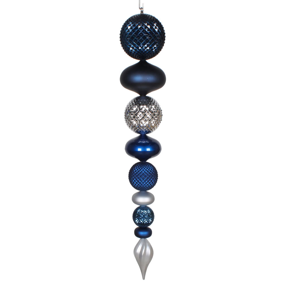 Vickerman 45” Midnt Blue Silver Durian Finial Orn - MT199341