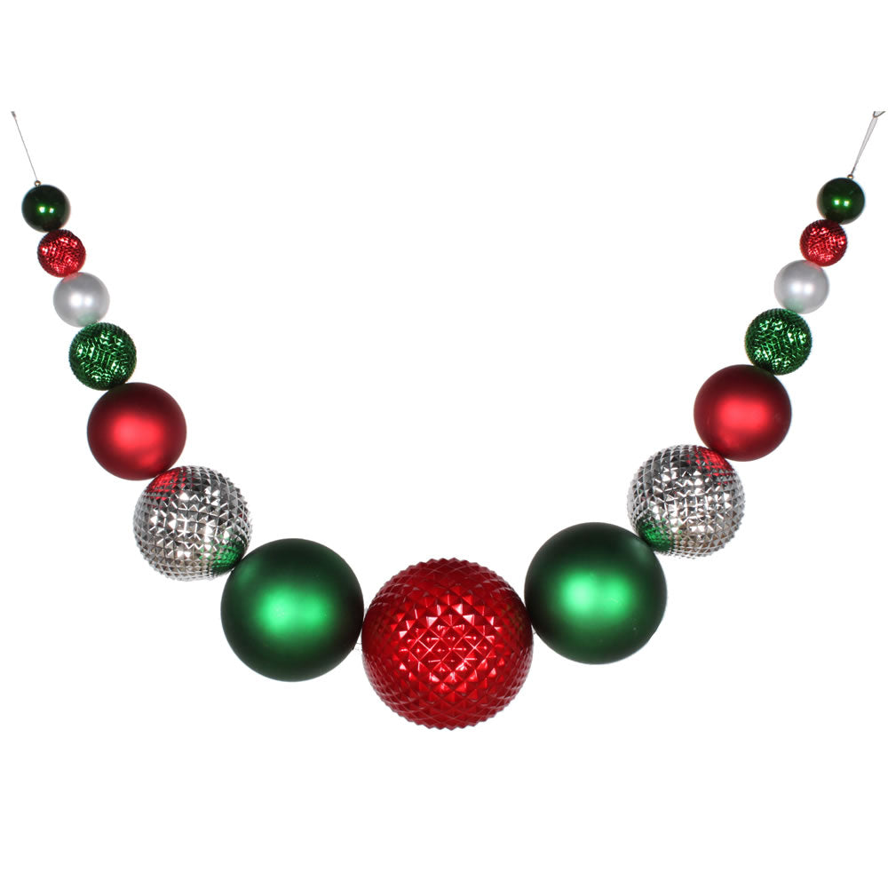 Vickerman 76” Red Silver Green Ornament Swag - MT199491