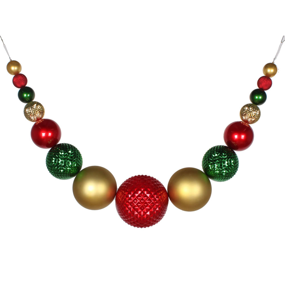 Vickerman 76” Red Green Gold Ornament Swag - MT199494