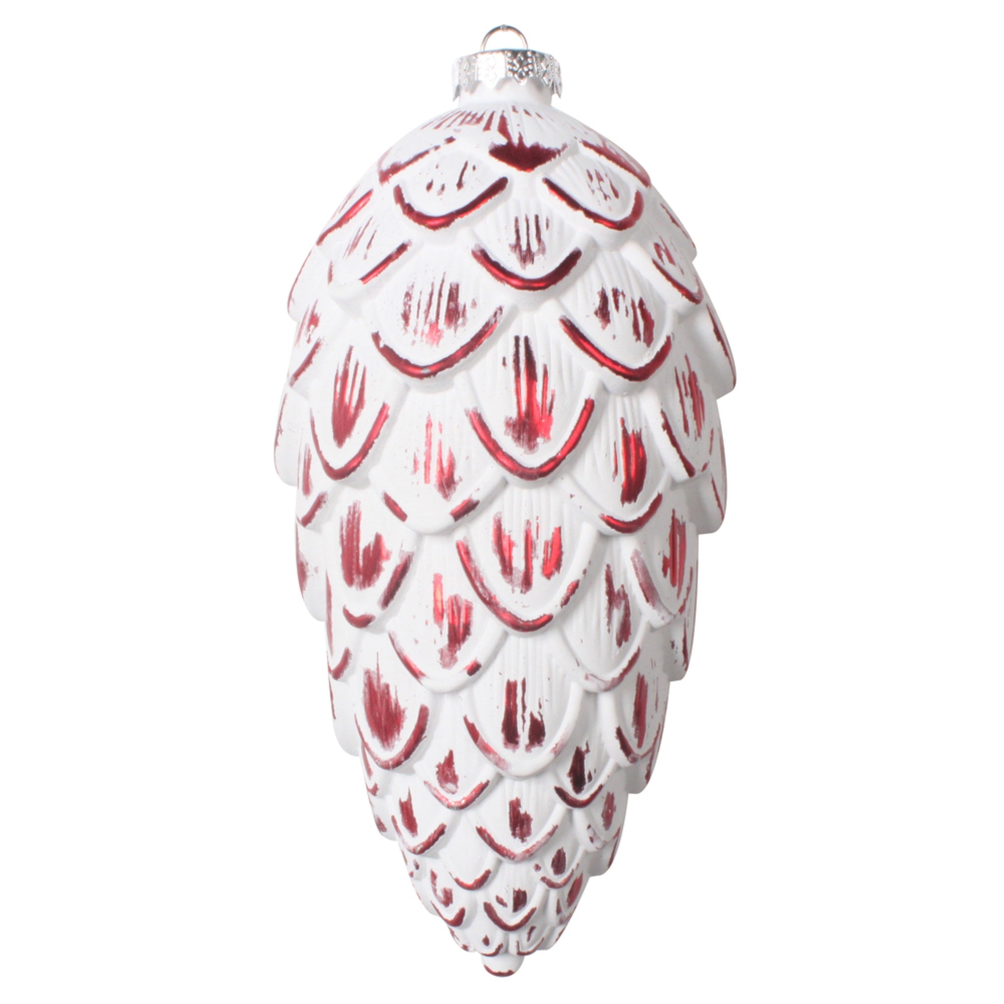 8” Red Brushed Pinecone Ornament 2/Bag