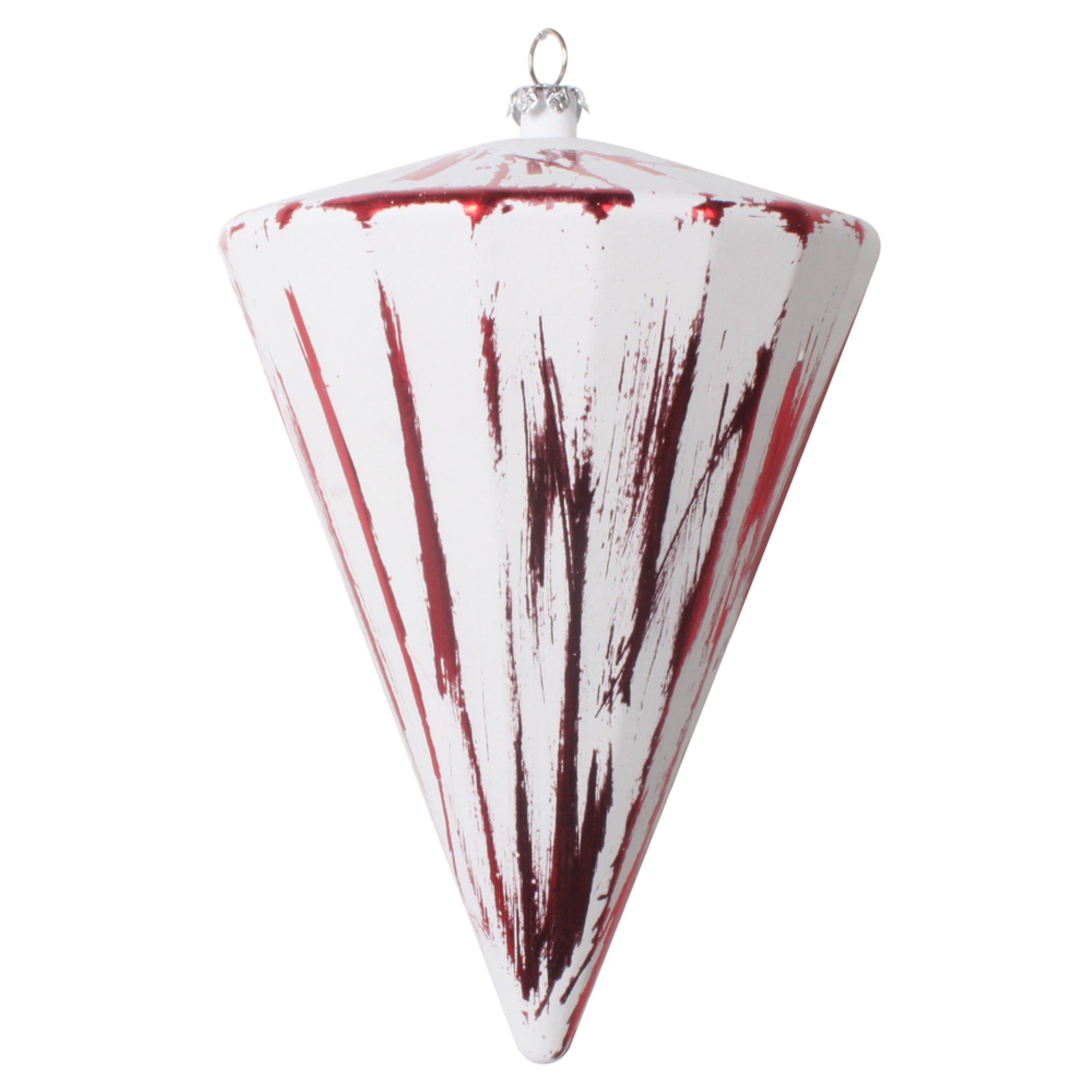6” Red Brushed Cone Ornament 4/Bag