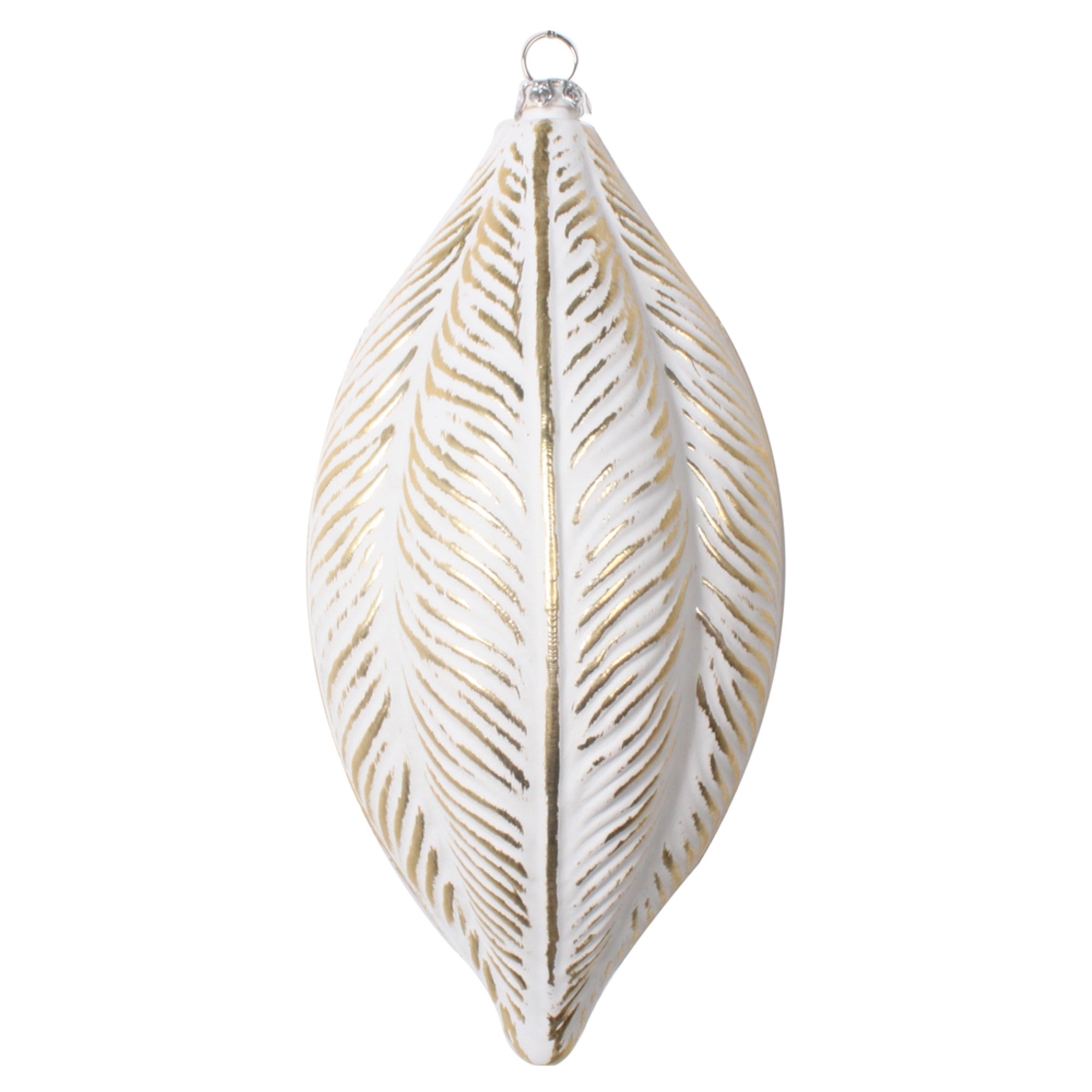Vickerman 6” Gold Brushed Feather Christmas Ornament Set of 3
