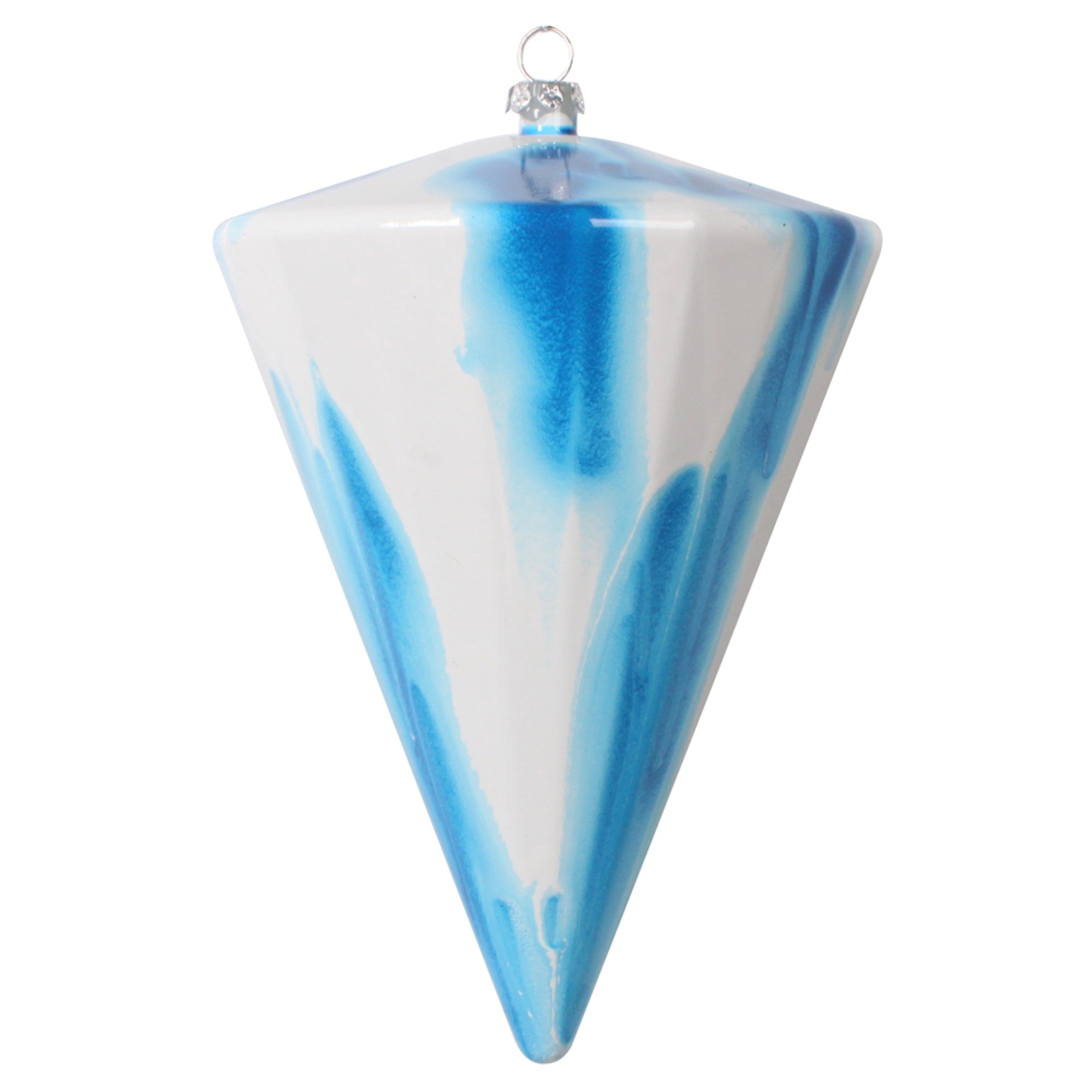 6” Blue/White Marble Cone Ornament 3/Bag