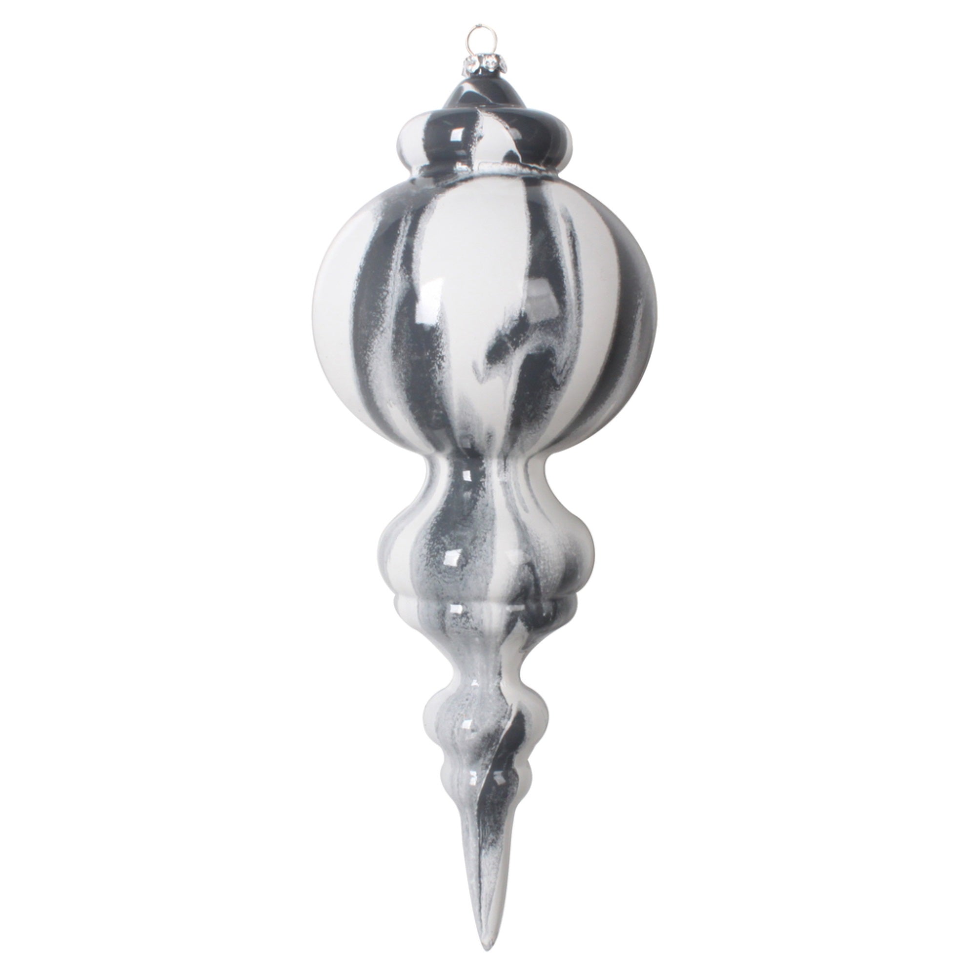 10” Gray/White Marble Finial Orn 2/Bag