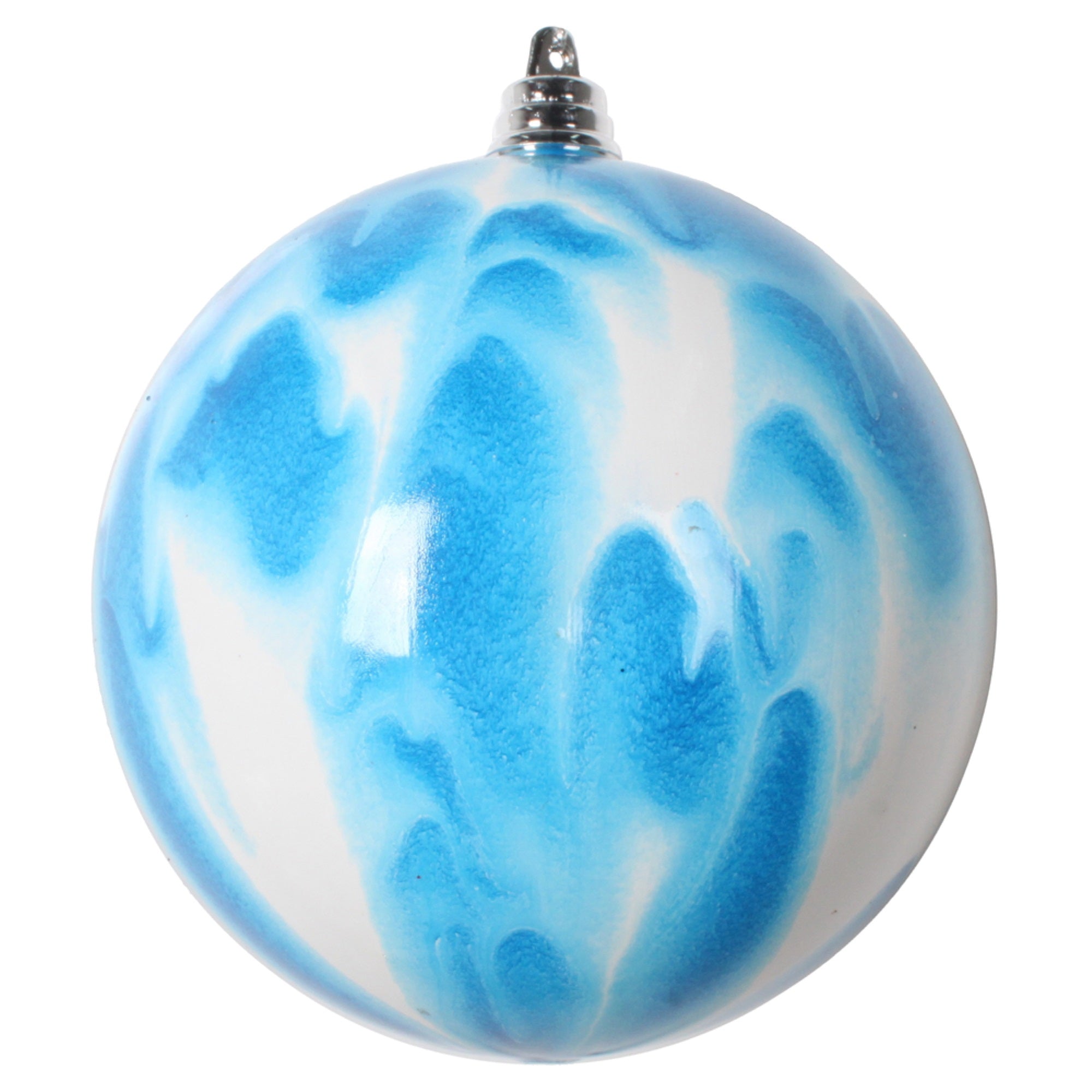 4” Blue/White Marble Ball Ornament 4/Bag