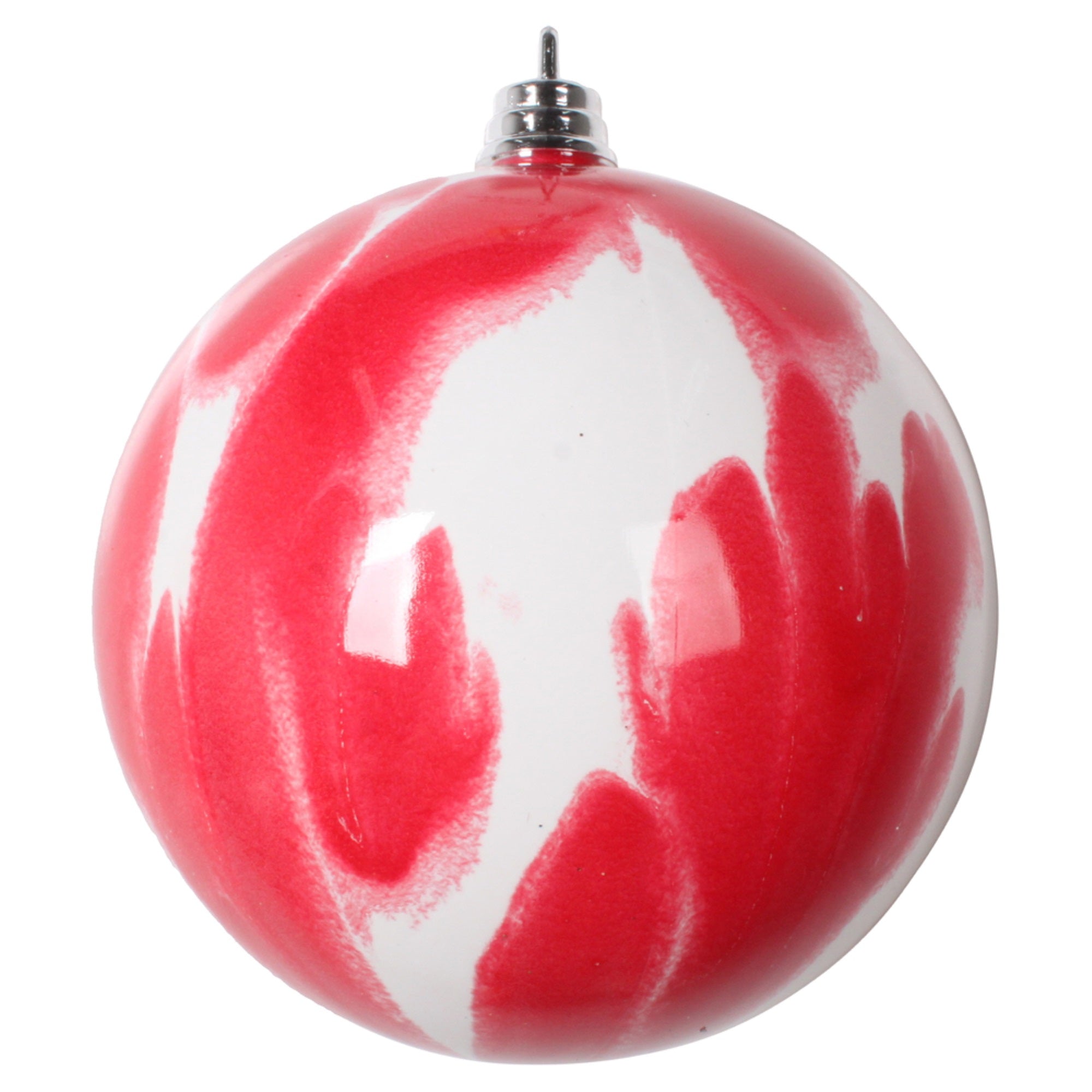 4” Red/White Marble Ball Ornament 4/Bag