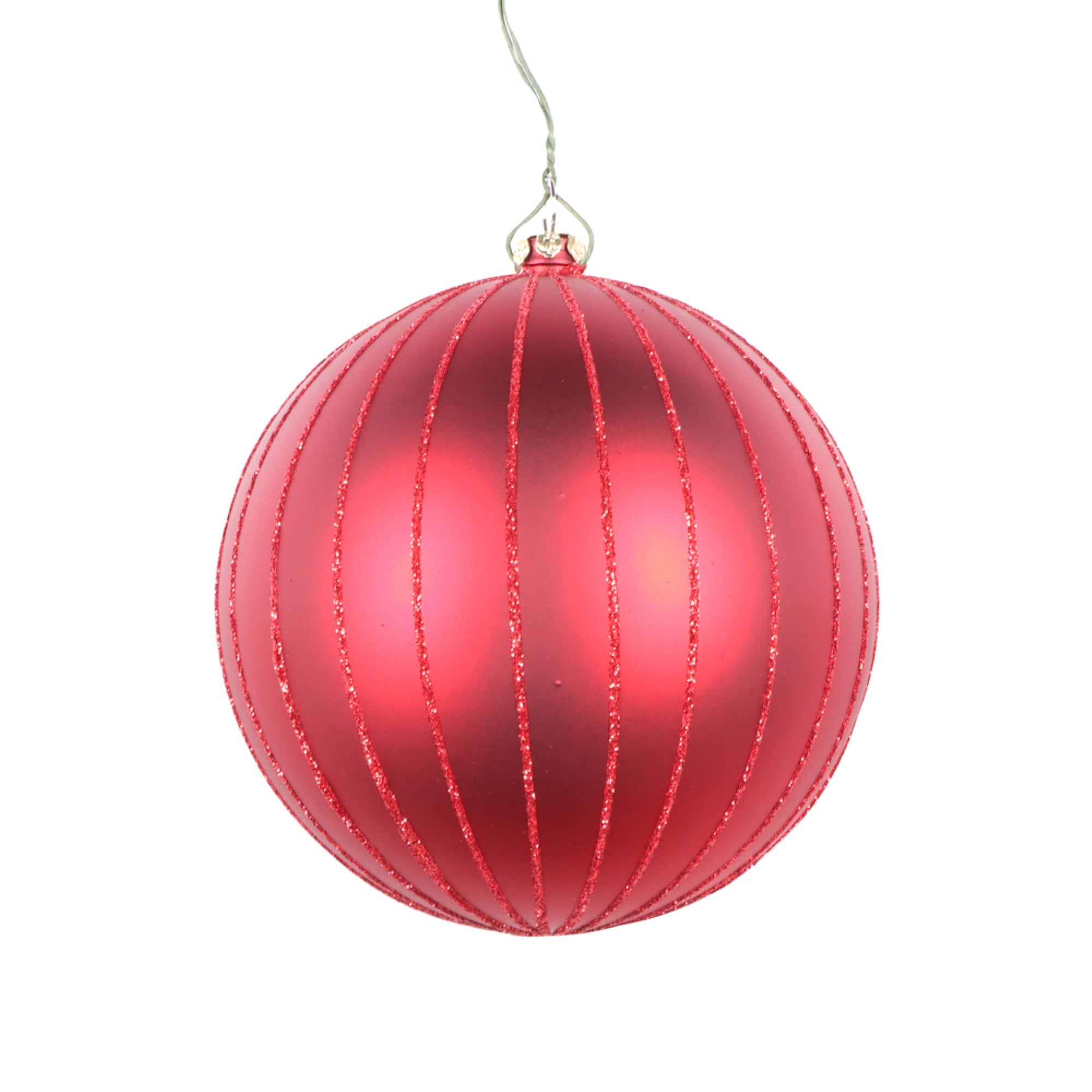4” Red Matte Glitter Ball Ornament 4/bag