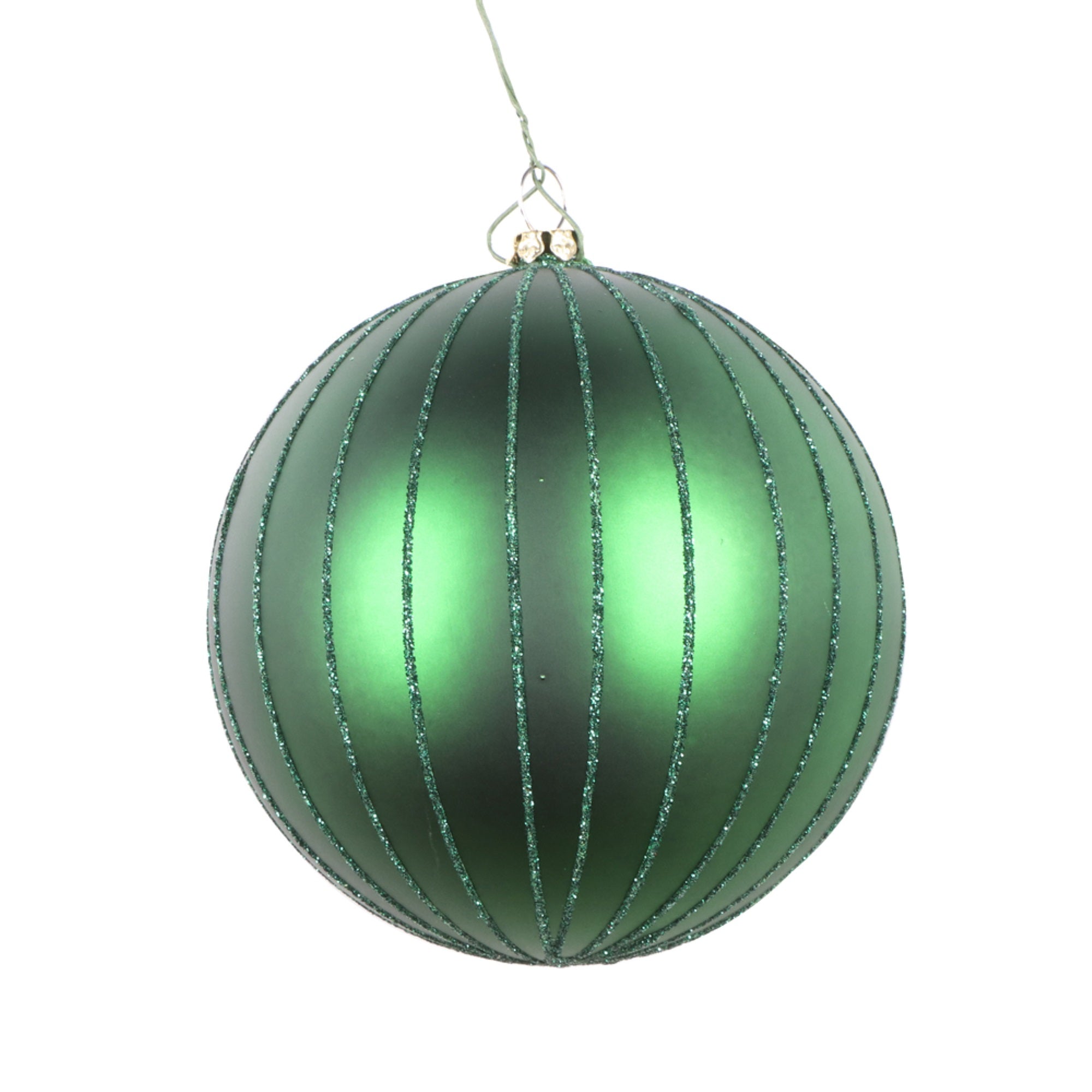 4” Emerald Matte Glitter Ball Orn 4/bag
