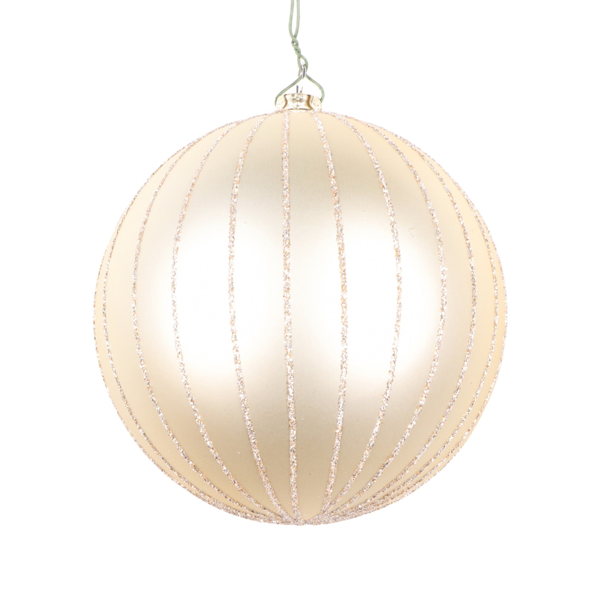 4” Champagne Matte Glitter Ball Orn 4/bg