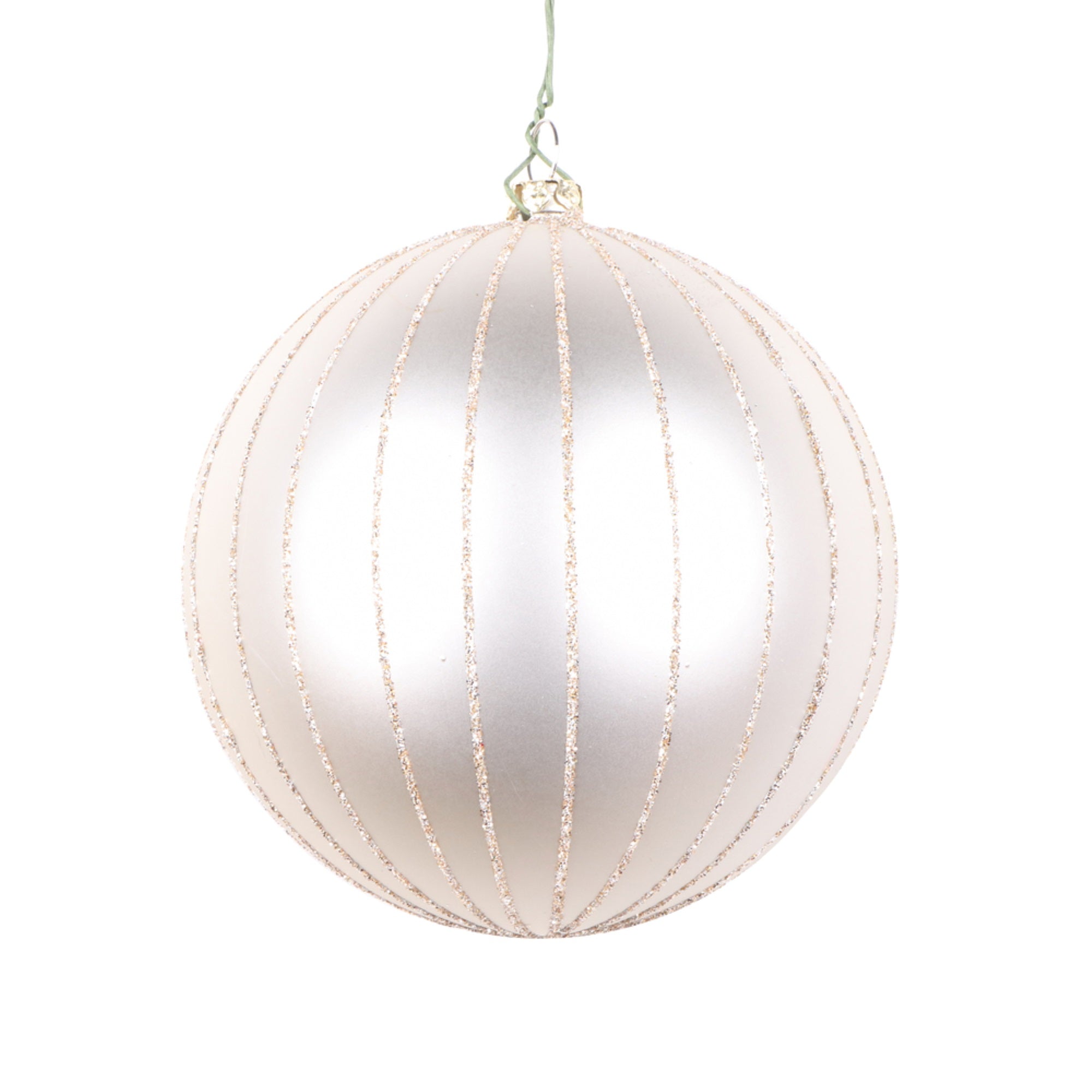 4” Oat Matte Glitter Ball Ornament 4/bag