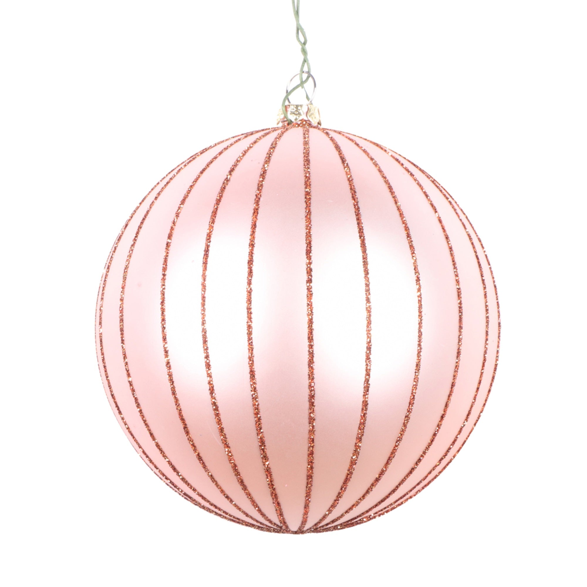 4” Rose Gold Matte Glitter Ball Orn 4/bg