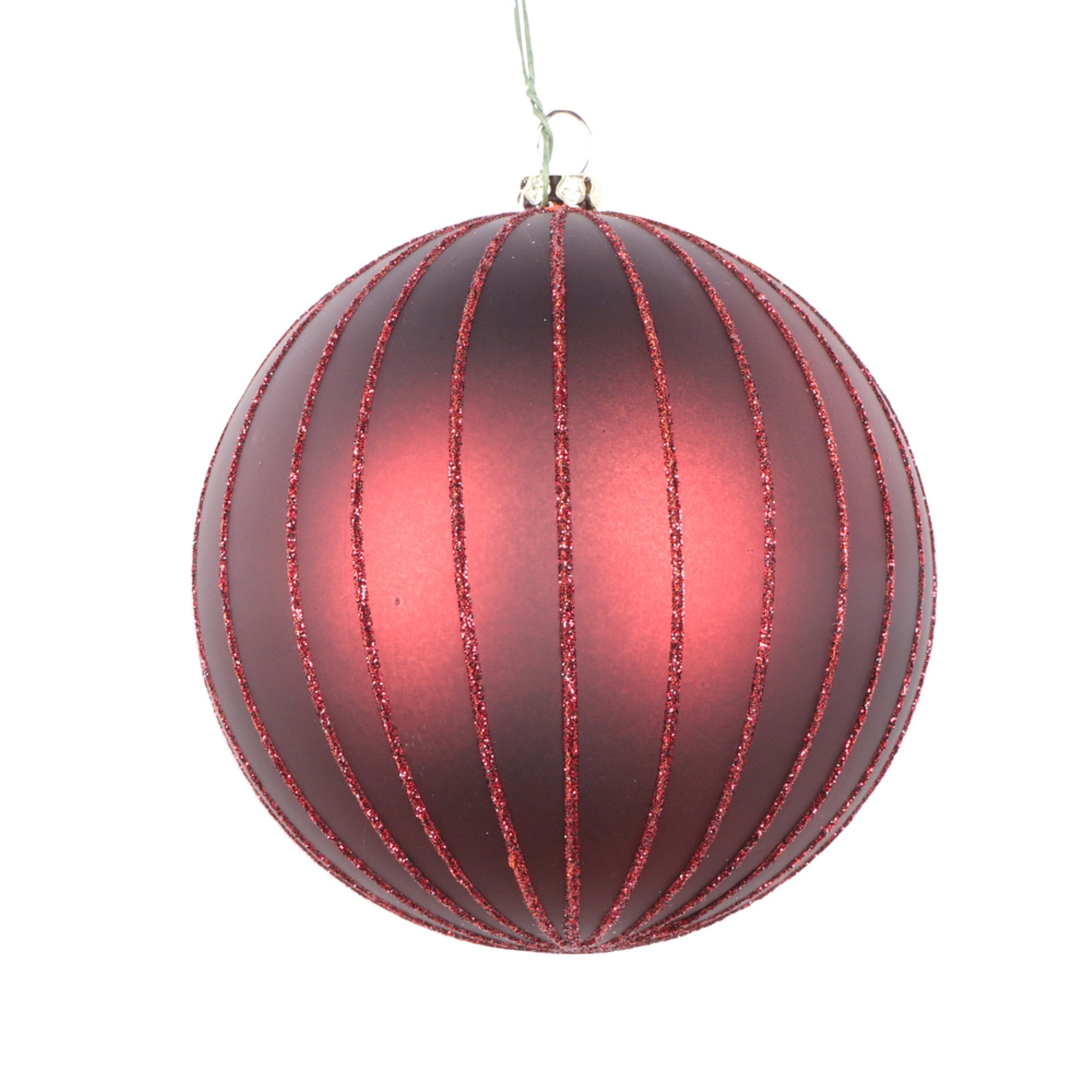 4” Burgundy Matte Glitter Ball Orn 4/bag
