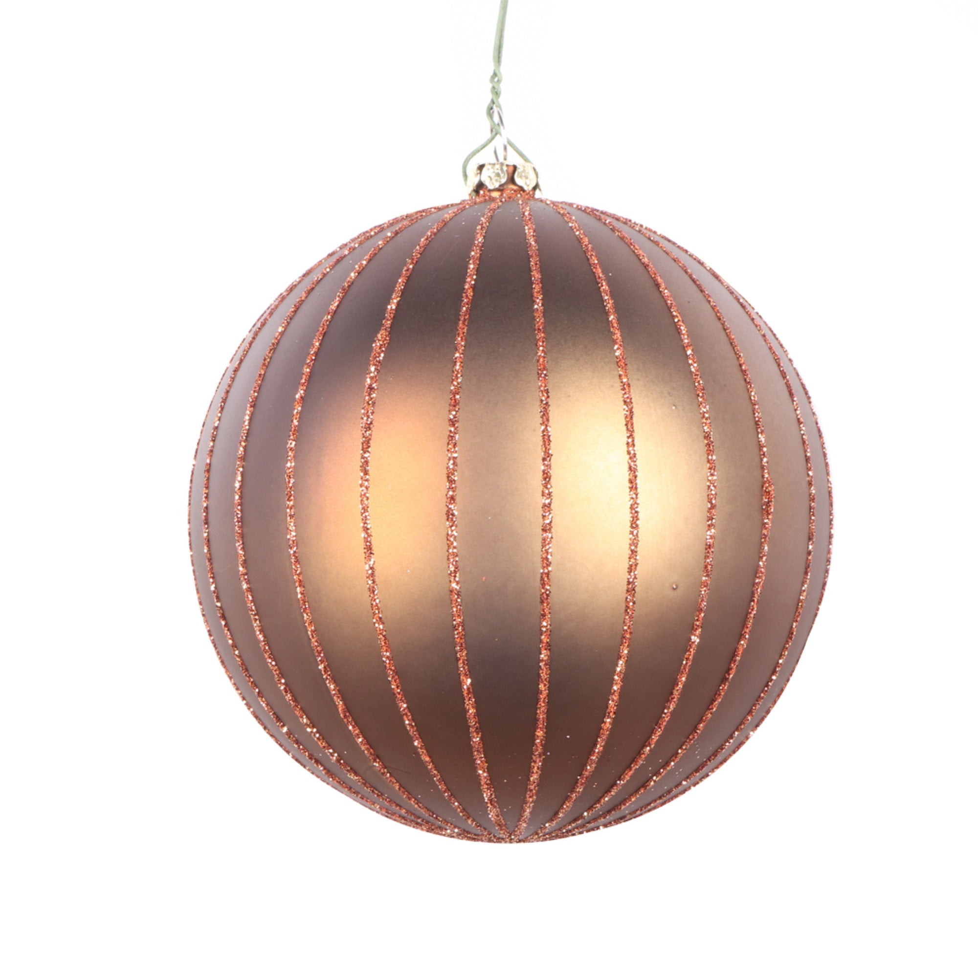 4” Mocha Matte Glitter Ball Orn 4/bag
