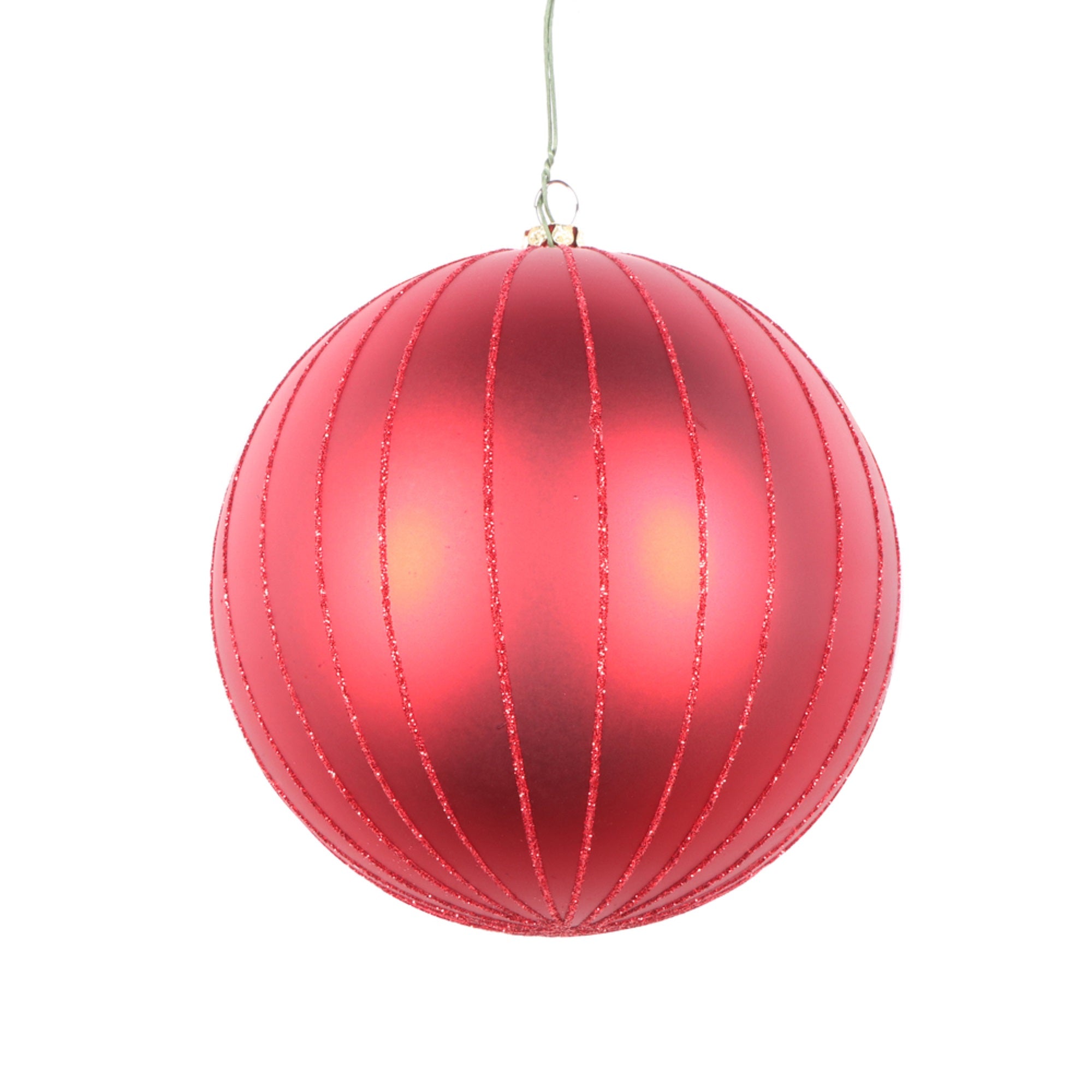 5” Red Matte Glitter Ball Ornament 4/bag