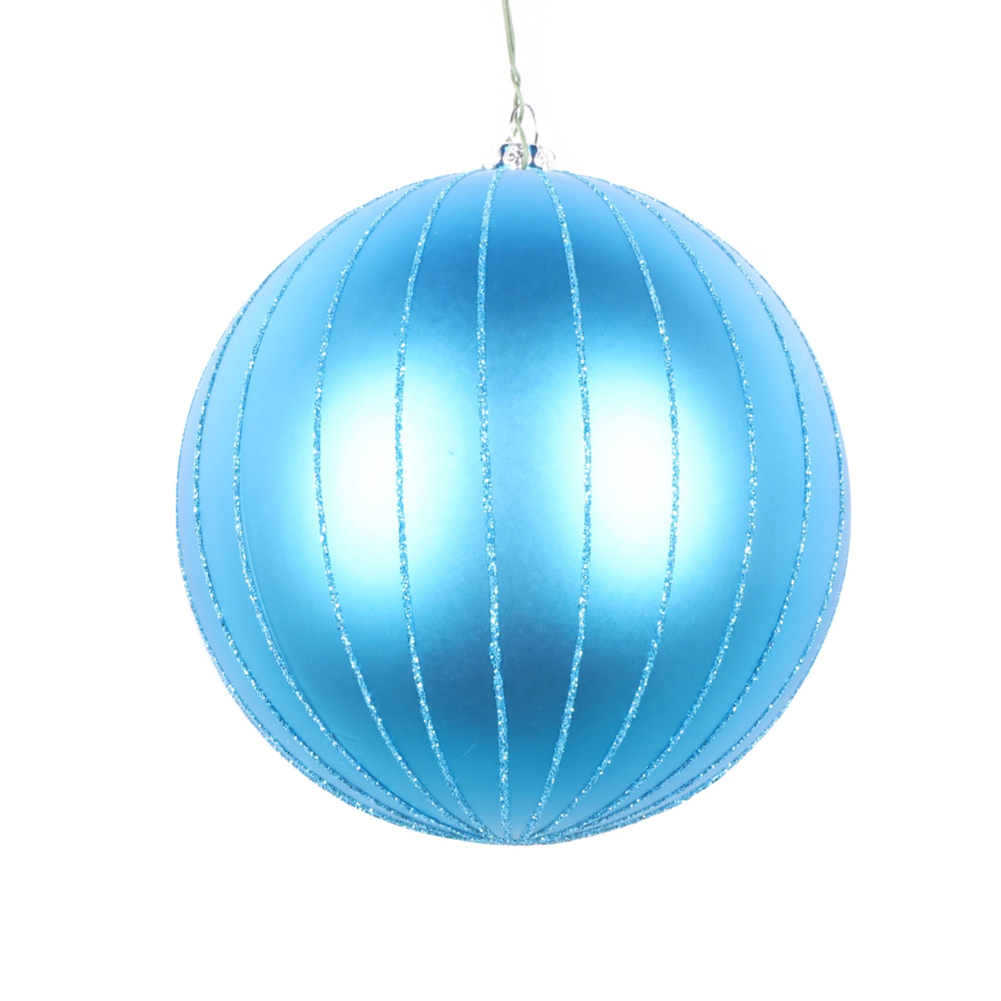 5” Turquoise Matte Glitter Ball Orn 4/bg