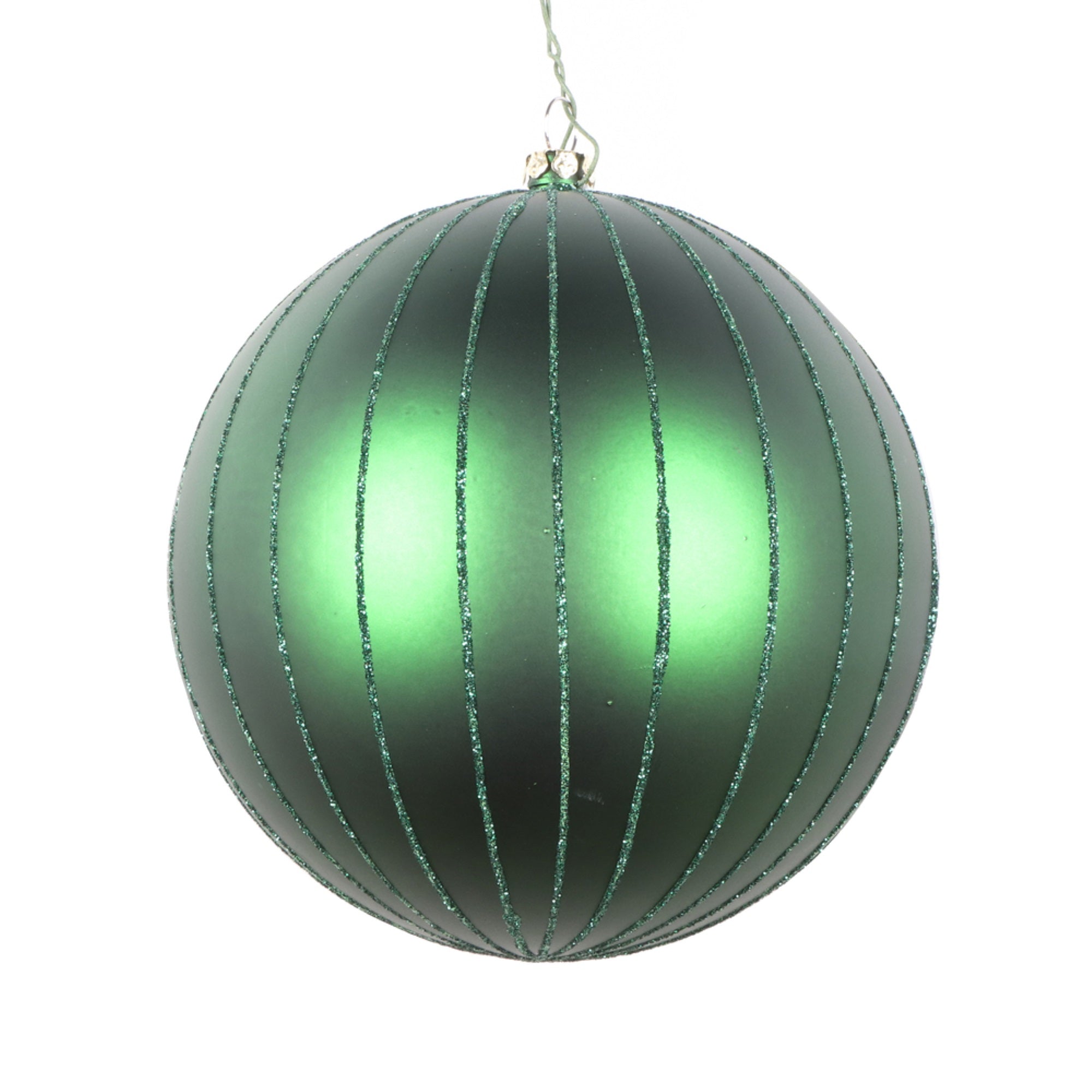 5” Emerald Matte Glitter Ball Orn 4/bag