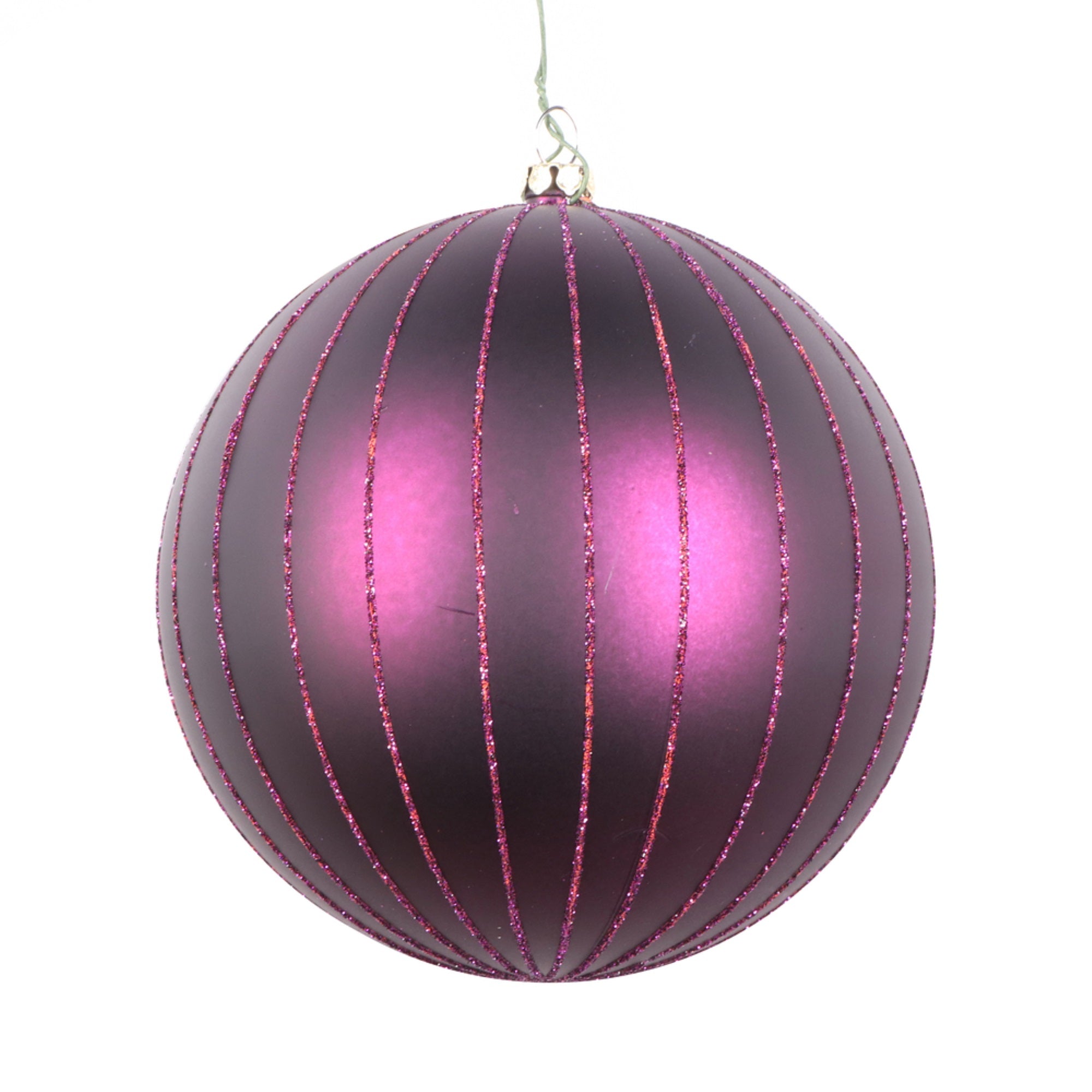 5” Plum Matte Glitter Ball Orn 4/bag