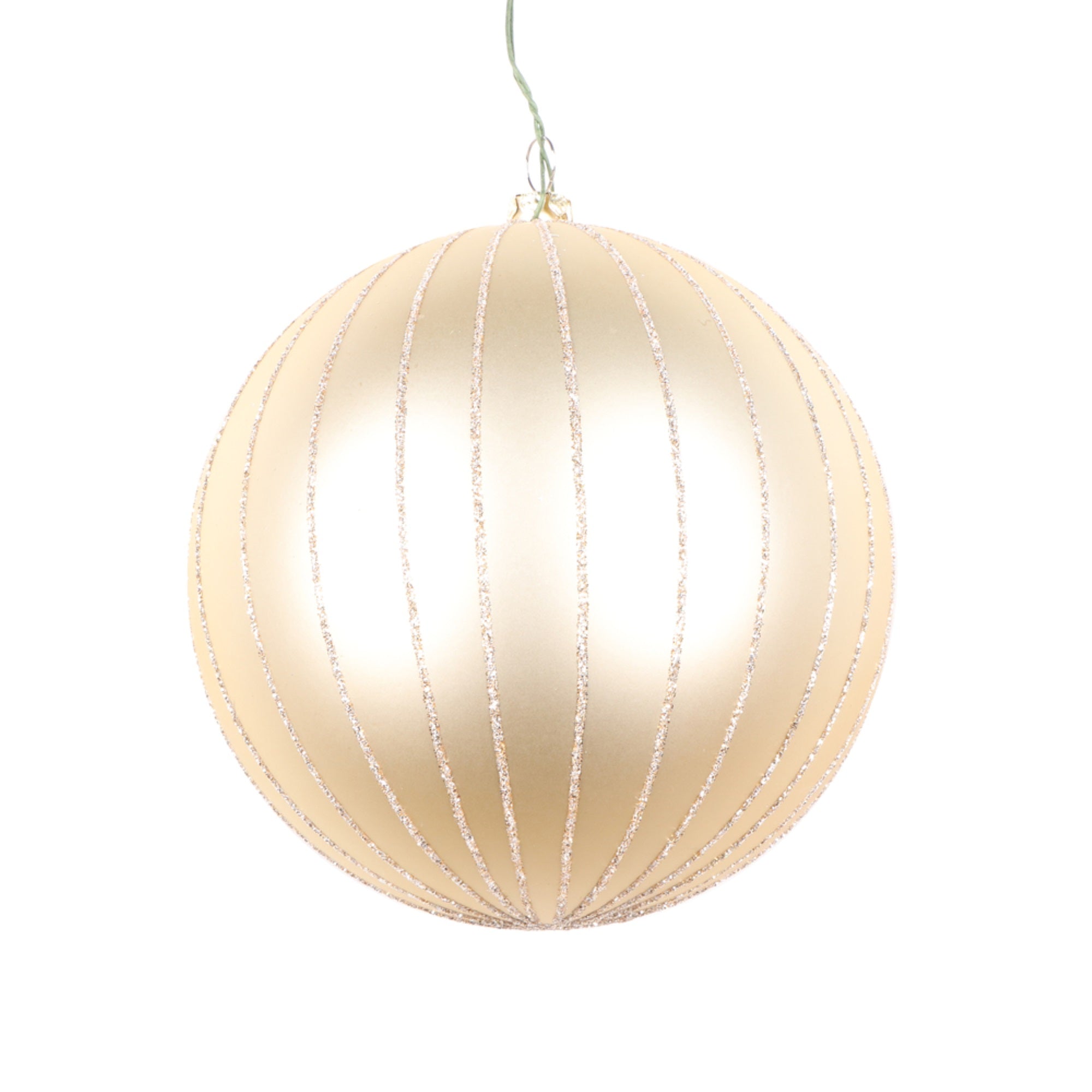 5” Champagne Matte Glitter Ball Orn 4/bg
