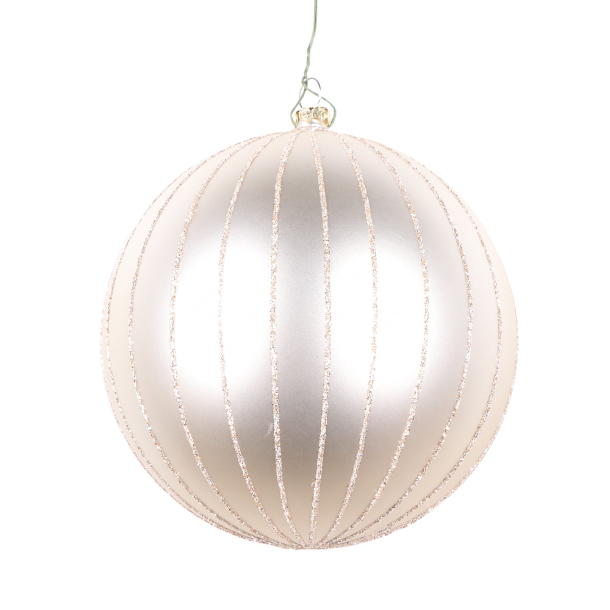 5” Oat Matte Glitter Ball Ornament 4/bag