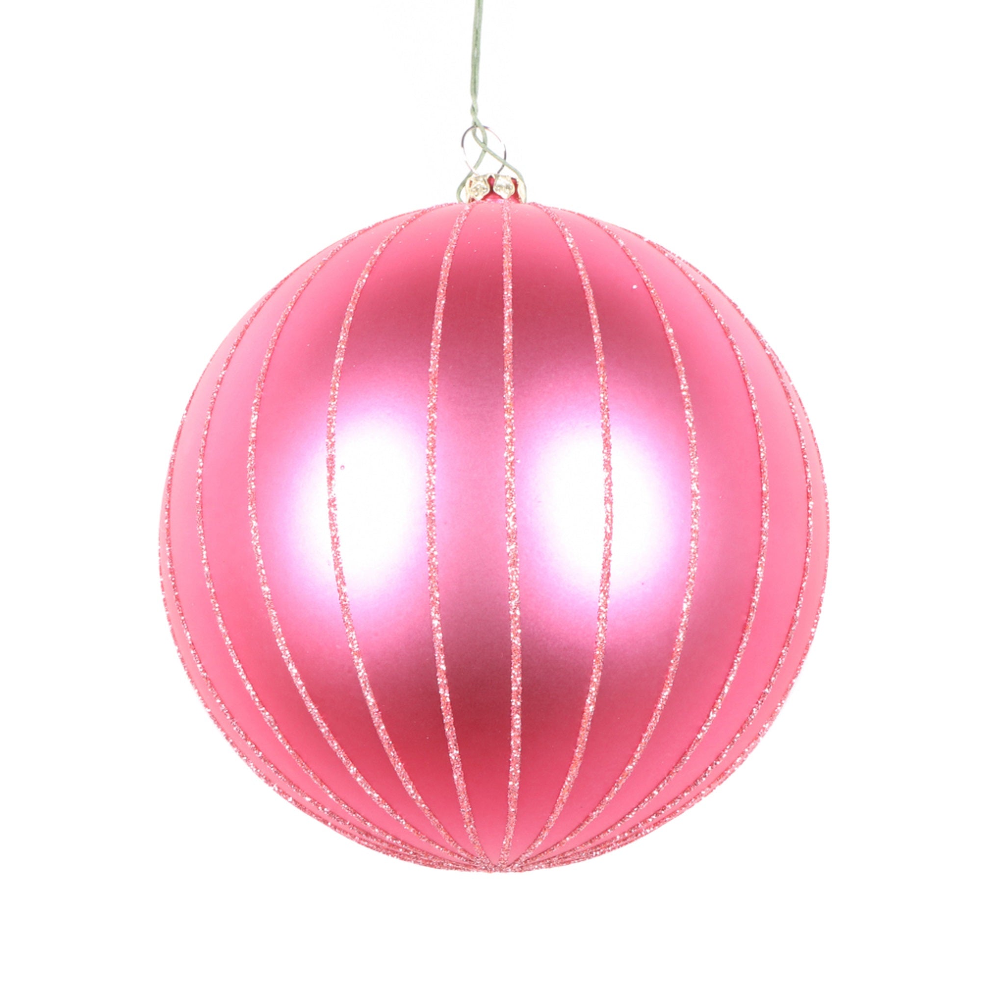 5” Mauve Matte Glitter Ball Orn 4/bag