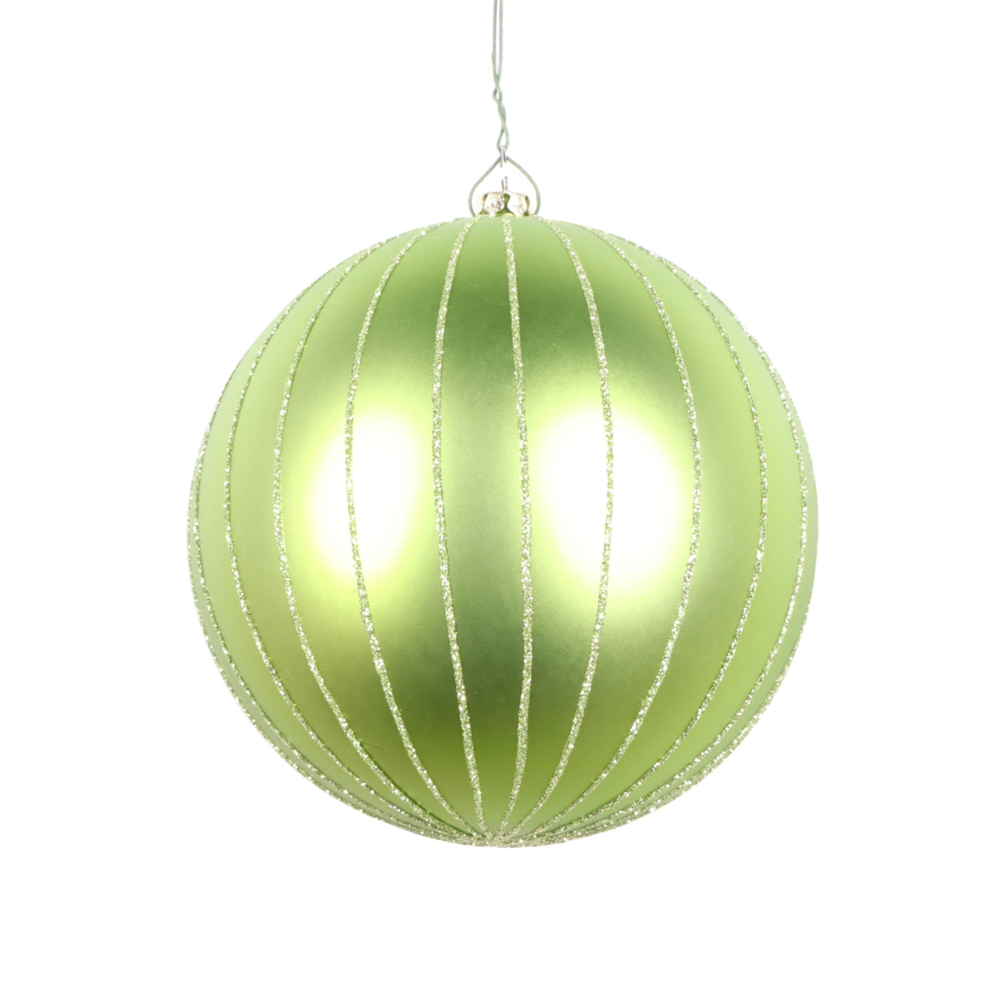 5” Celadon Matte Glitter Ball Orn 4/bag