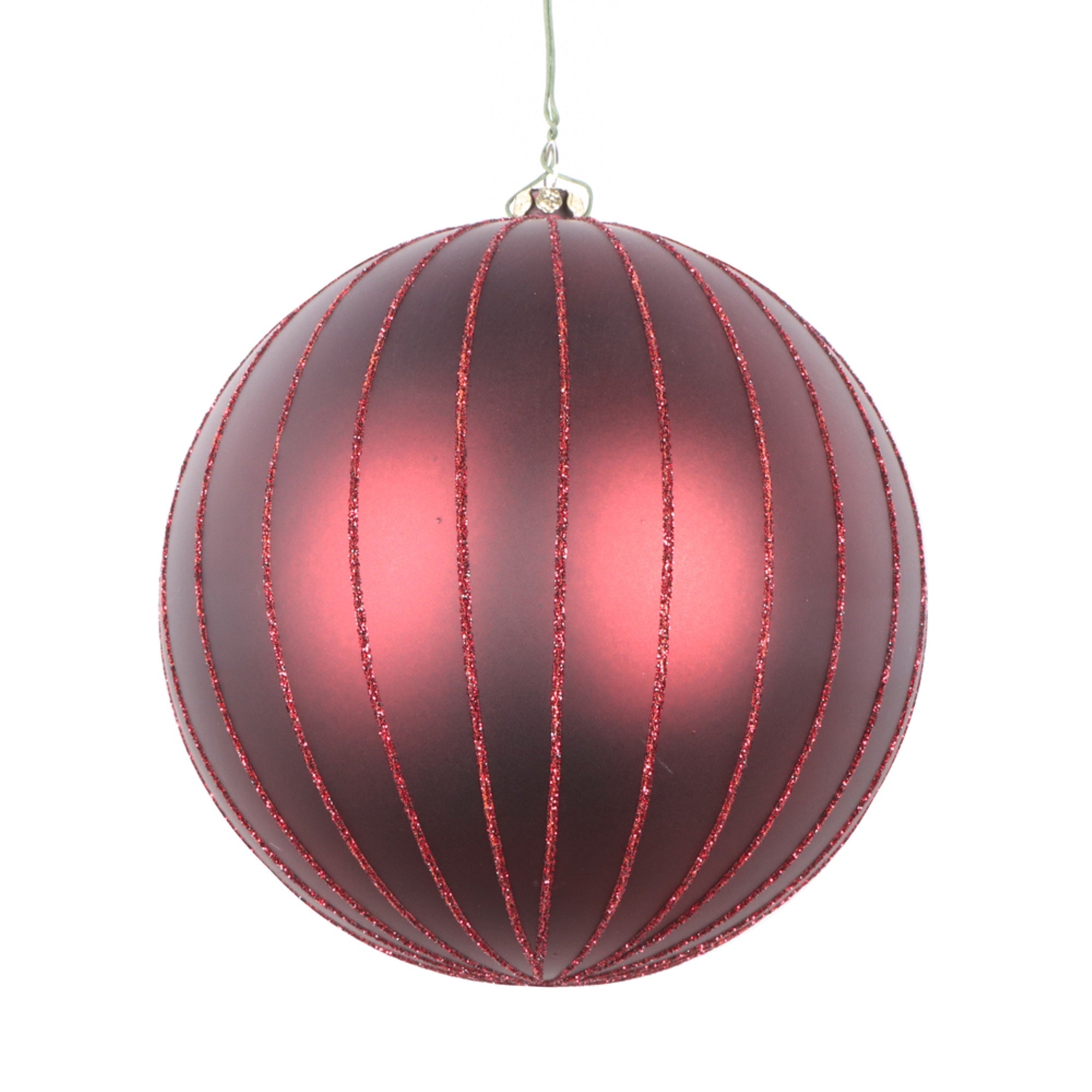 5” Burgundy Matte Glitter Ball Orn 4/bag