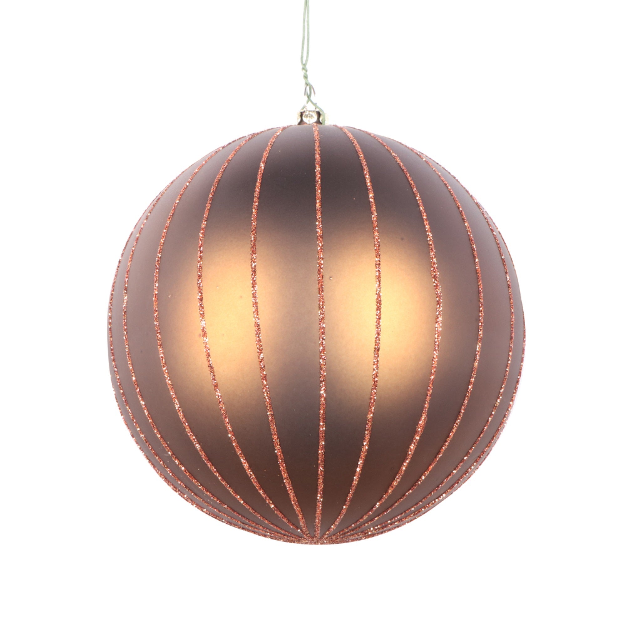 5” Mocha Matte Glitter Ball Orn 4/bag