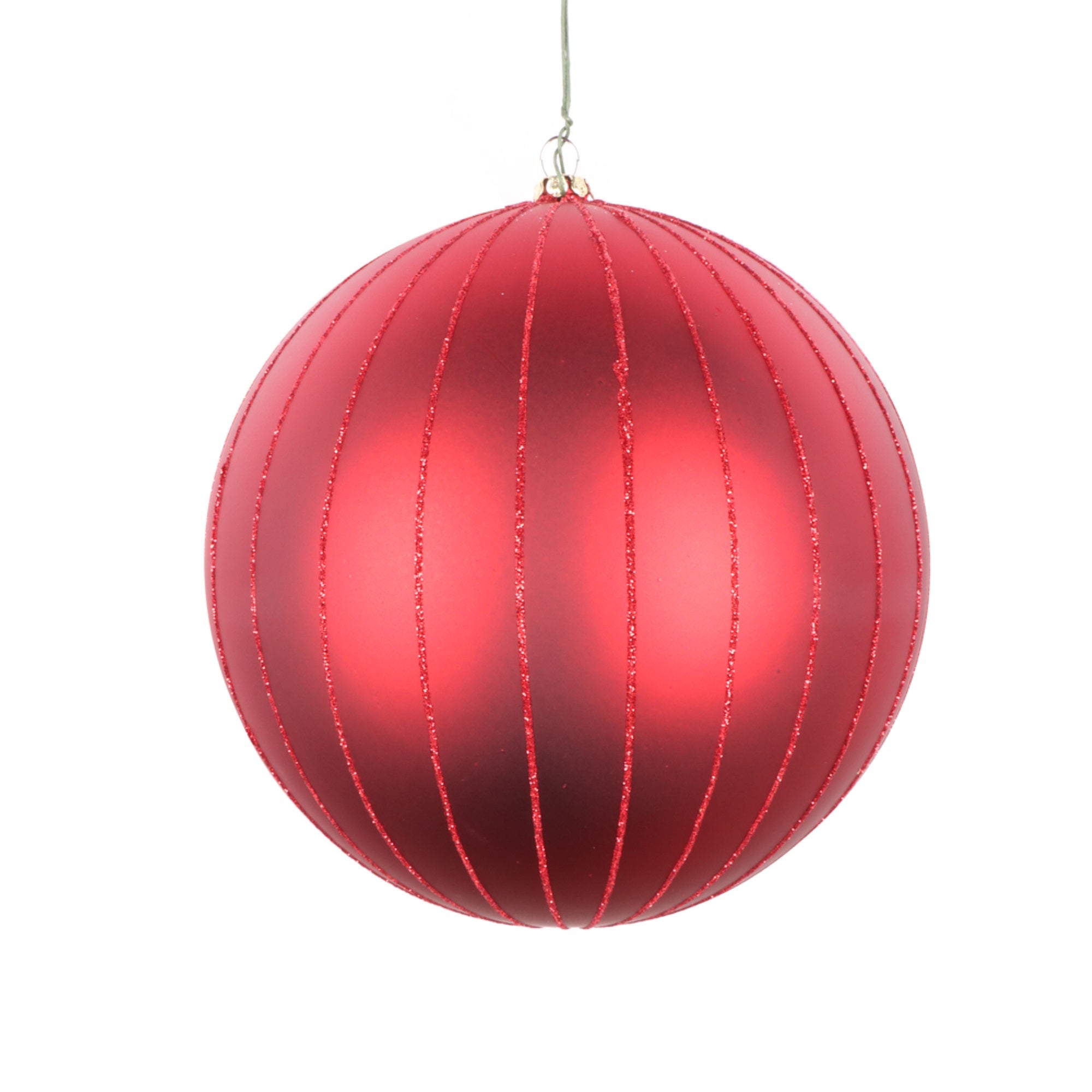 6” Red Matte Glitter Ball Ornament 2/bag