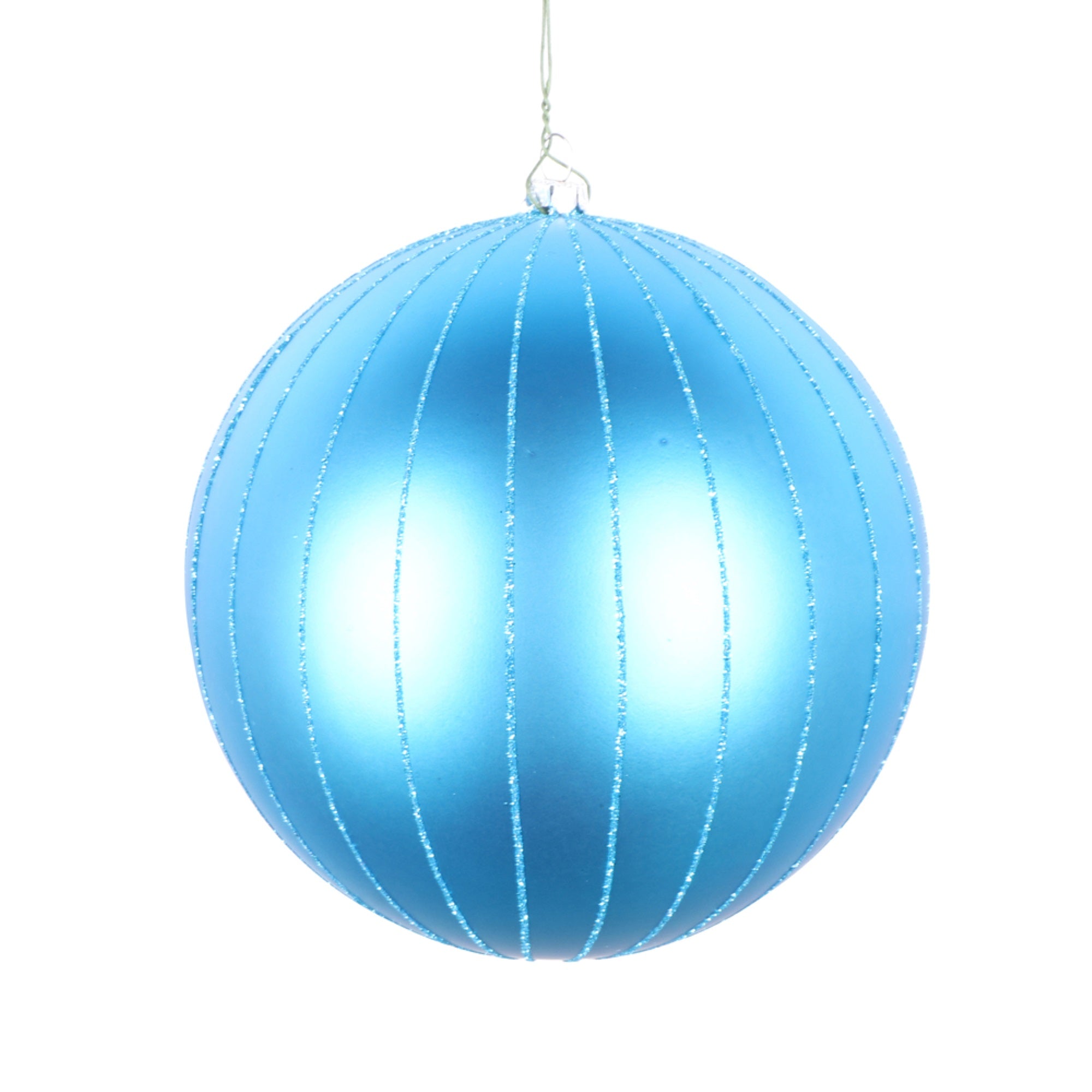 6” Turquoise Matte Glitter Ball Orn 2/bg